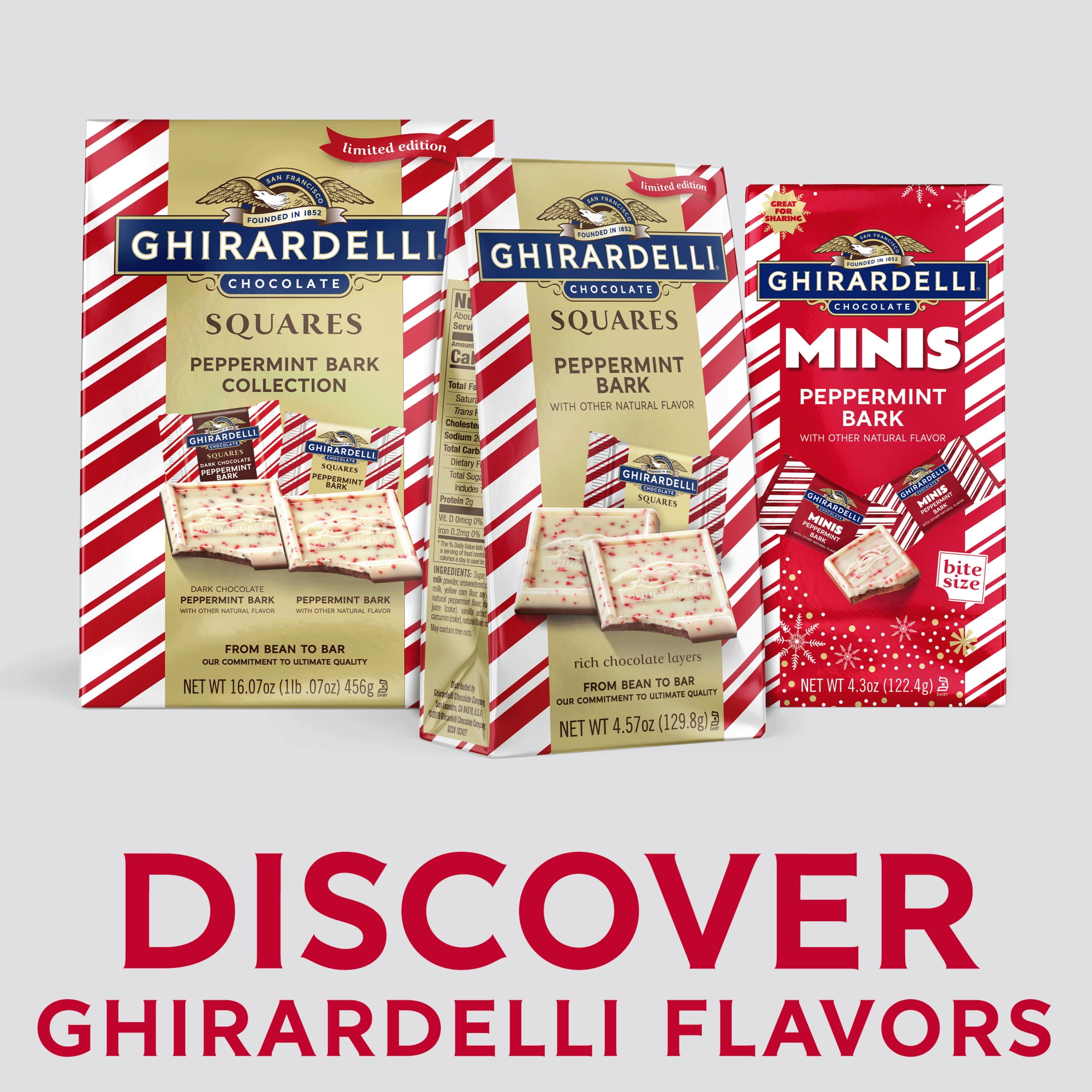 Ghirardelli Peppermint Bark Chocolate Squares 4.57 oz Bag