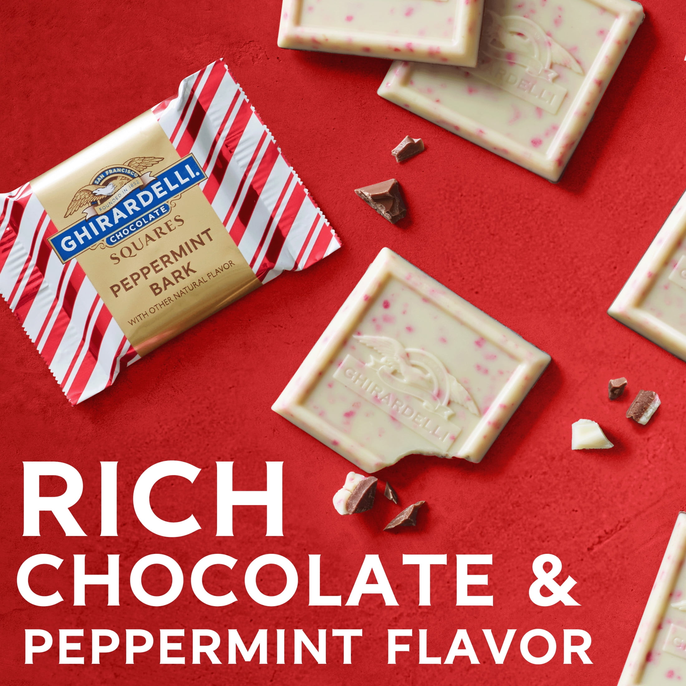 Ghirardelli Peppermint Bark Chocolate Squares 4.57 oz Bag