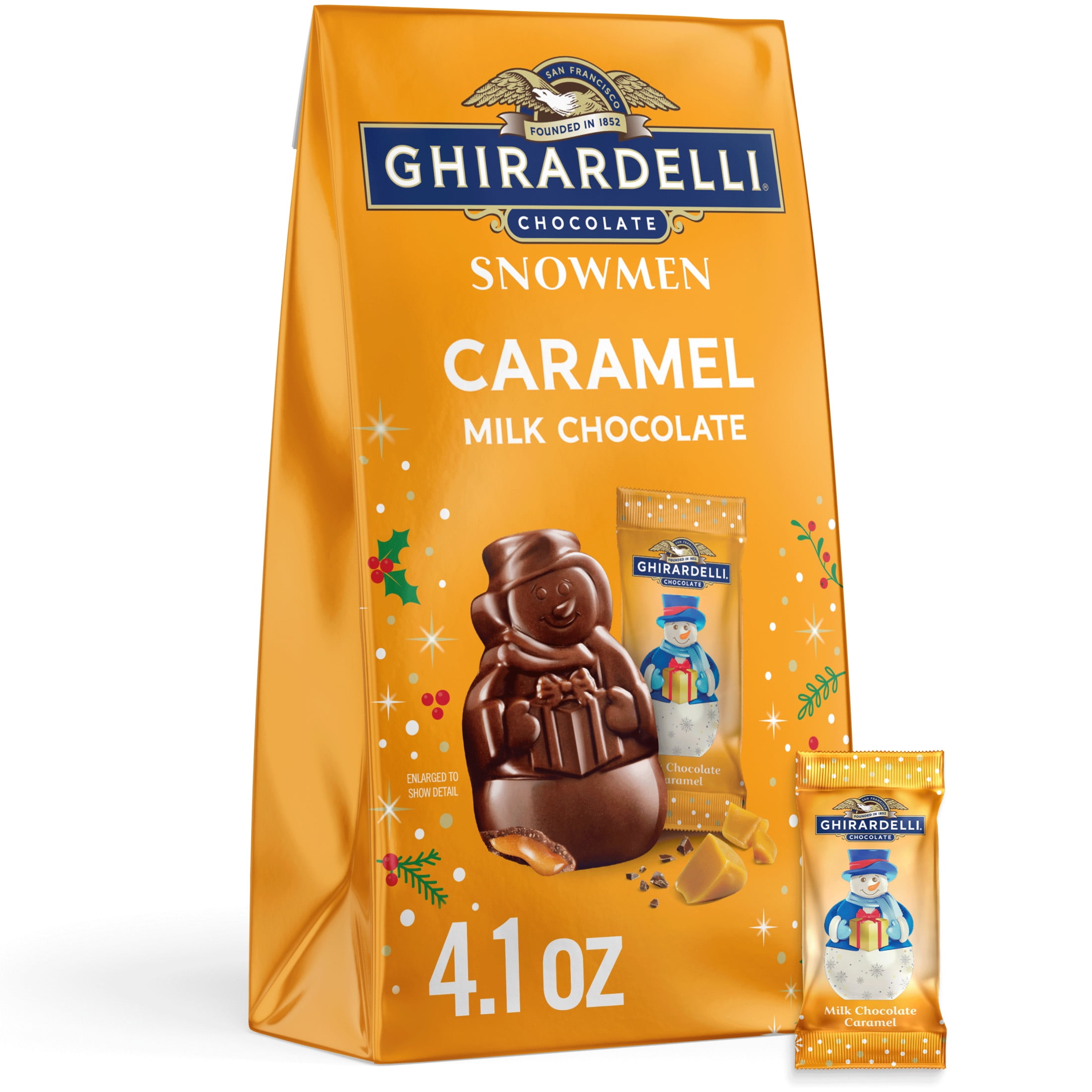 Ghirardelli  Milk Chocolate Caramel Snowmen 4.1 Oz Bag