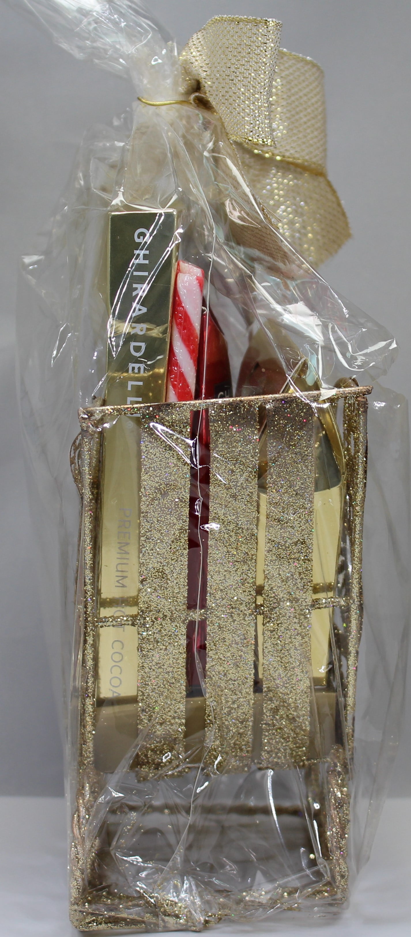 Ghirardelli Gold Glitter Sleigh Chocolate Gift Basket