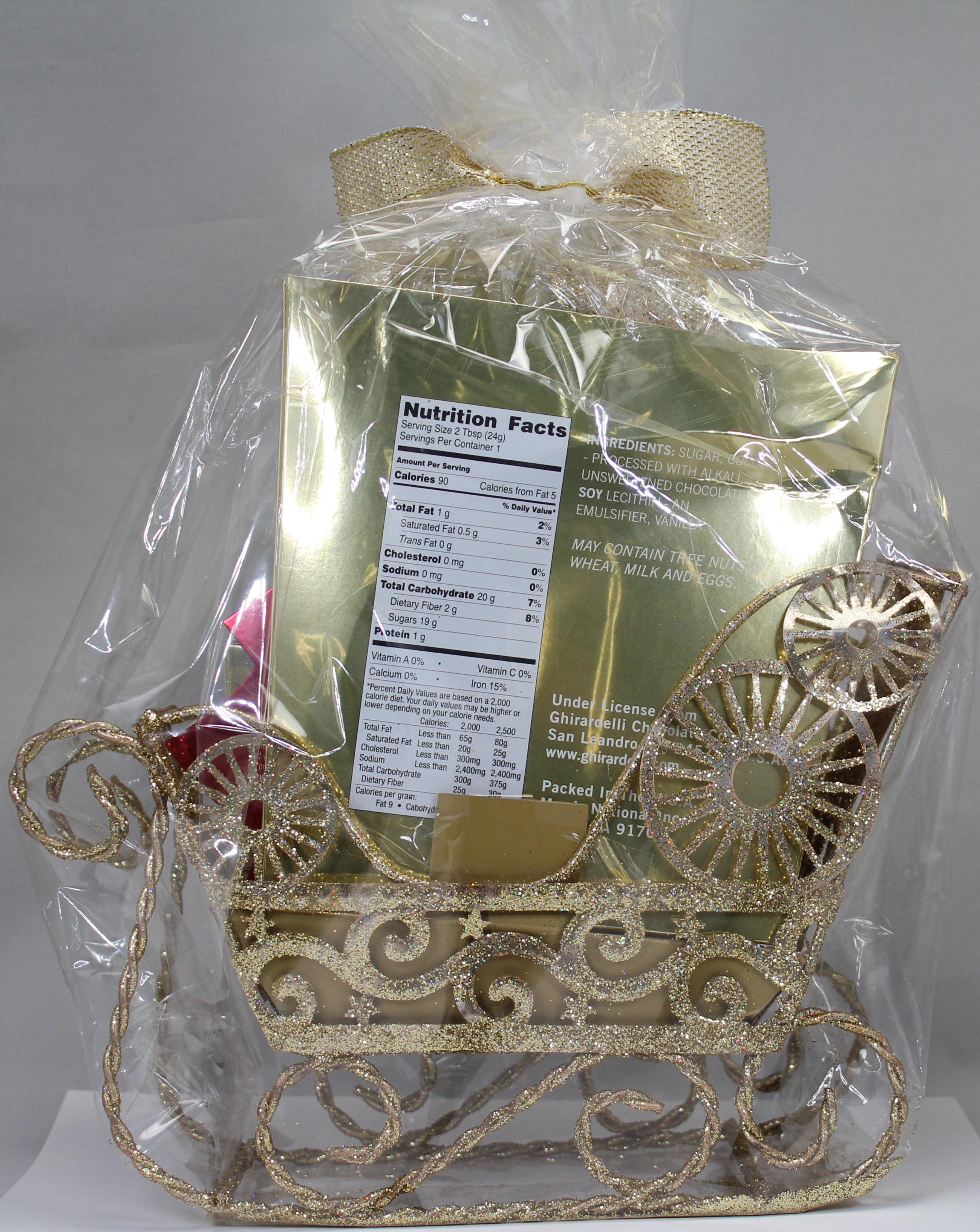 Ghirardelli Gold Glitter Sleigh Chocolate Gift Basket