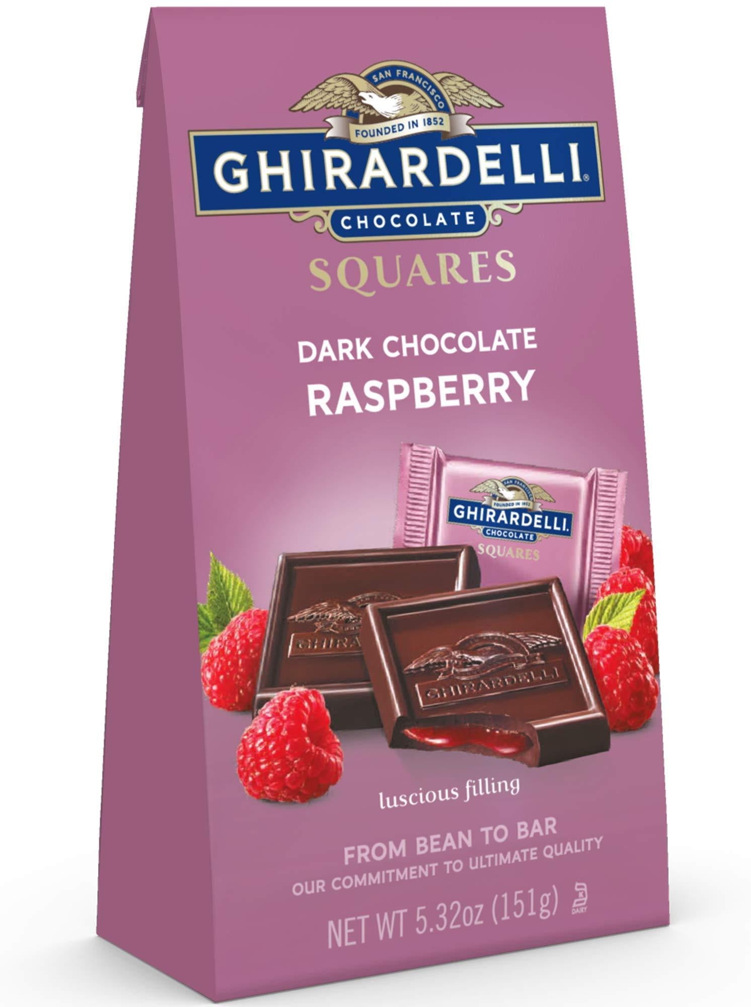 Ghirardelli Dark Raspberry Squares Stand Up Bag 5.32 Ounce Pack