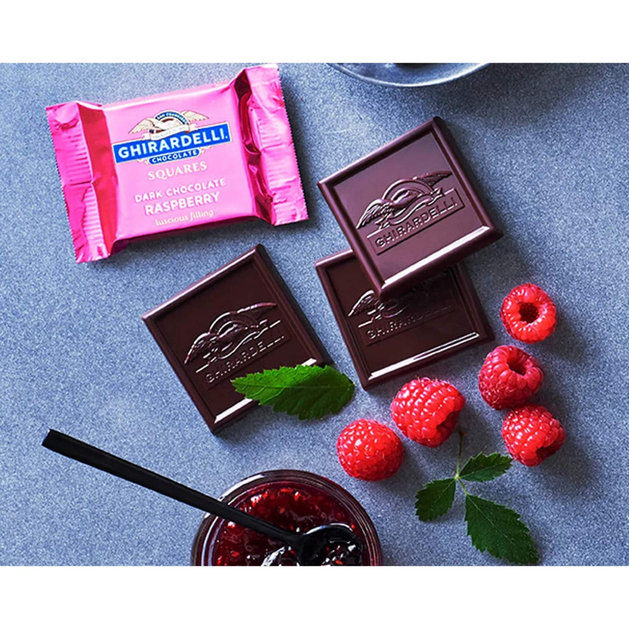 Ghirardelli Dark Raspberry Squares Stand Up Bag 5.32 Ounce Pack