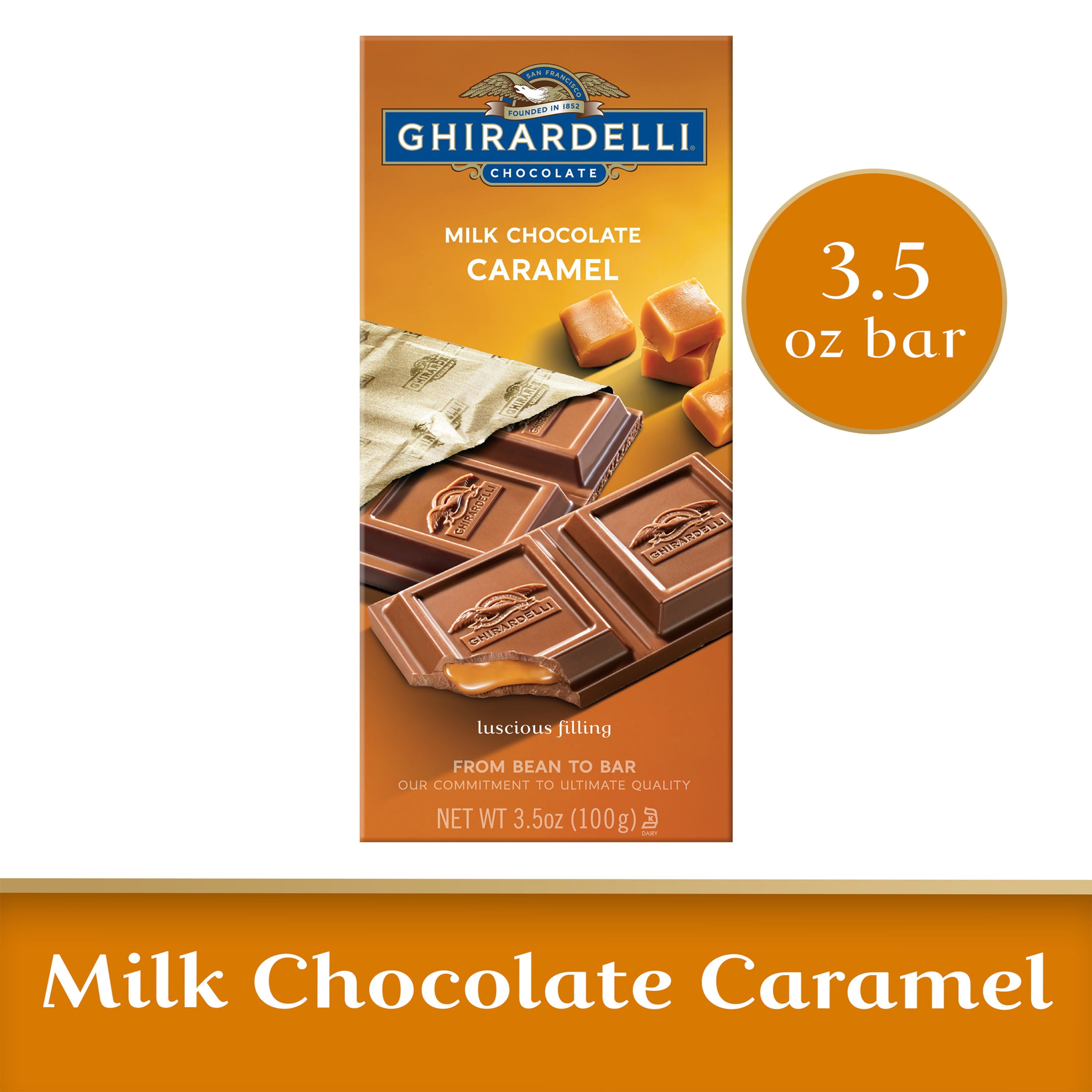 Ghirardelli Milk Chocolate Bar Caramel Filling 3.5 Oz