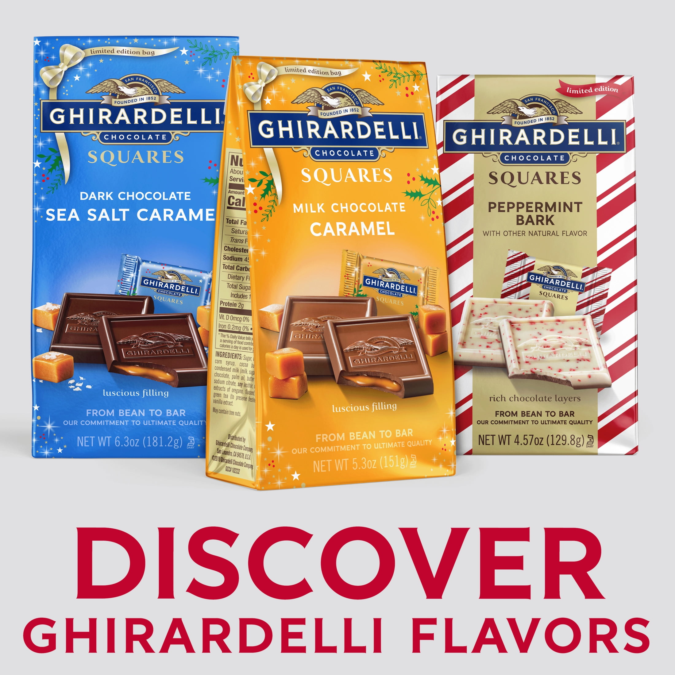 Ghirardelli Milk Chocolate Caramel Squares for Holidays 5.3 OZ Bag