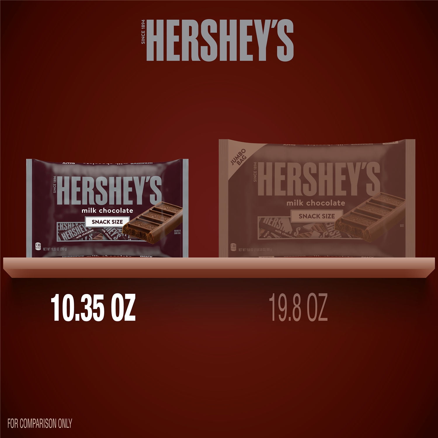 Hersheys Milk Chocolate Snack Size Candy Bag 10.35 oz