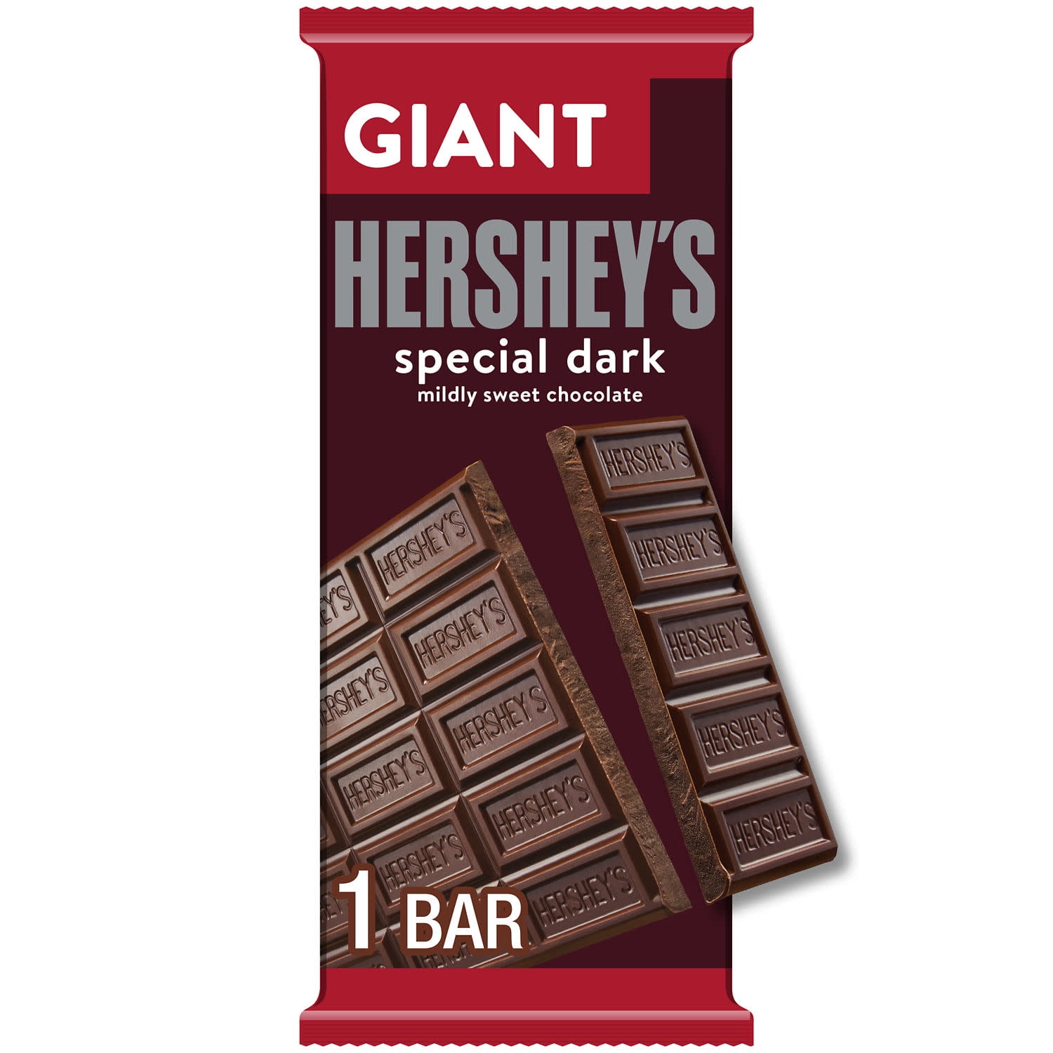 Hershey's Special Dark Mildly Sweet Chocolate Giant Candy Bar 7.56 oz 25 Pieces