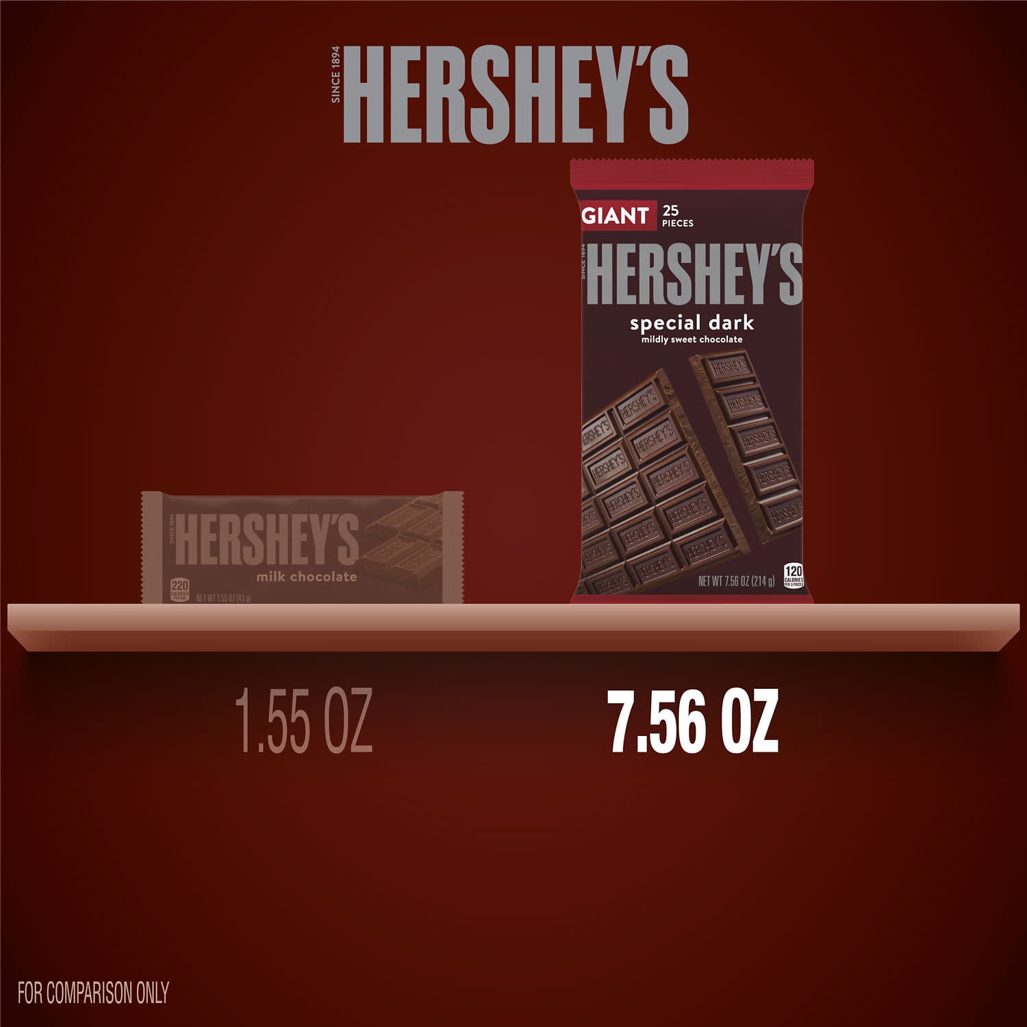 Hershey's Special Dark Mildly Sweet Chocolate Giant Candy Bar 7.56 oz 25 Pieces