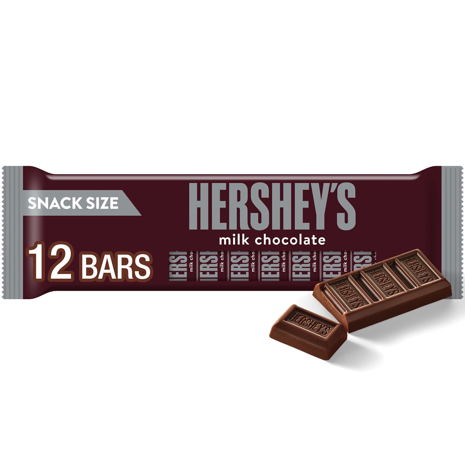 Hersheys Milk Chocolate Snack Size Bars 0.45 oz 12 Pack