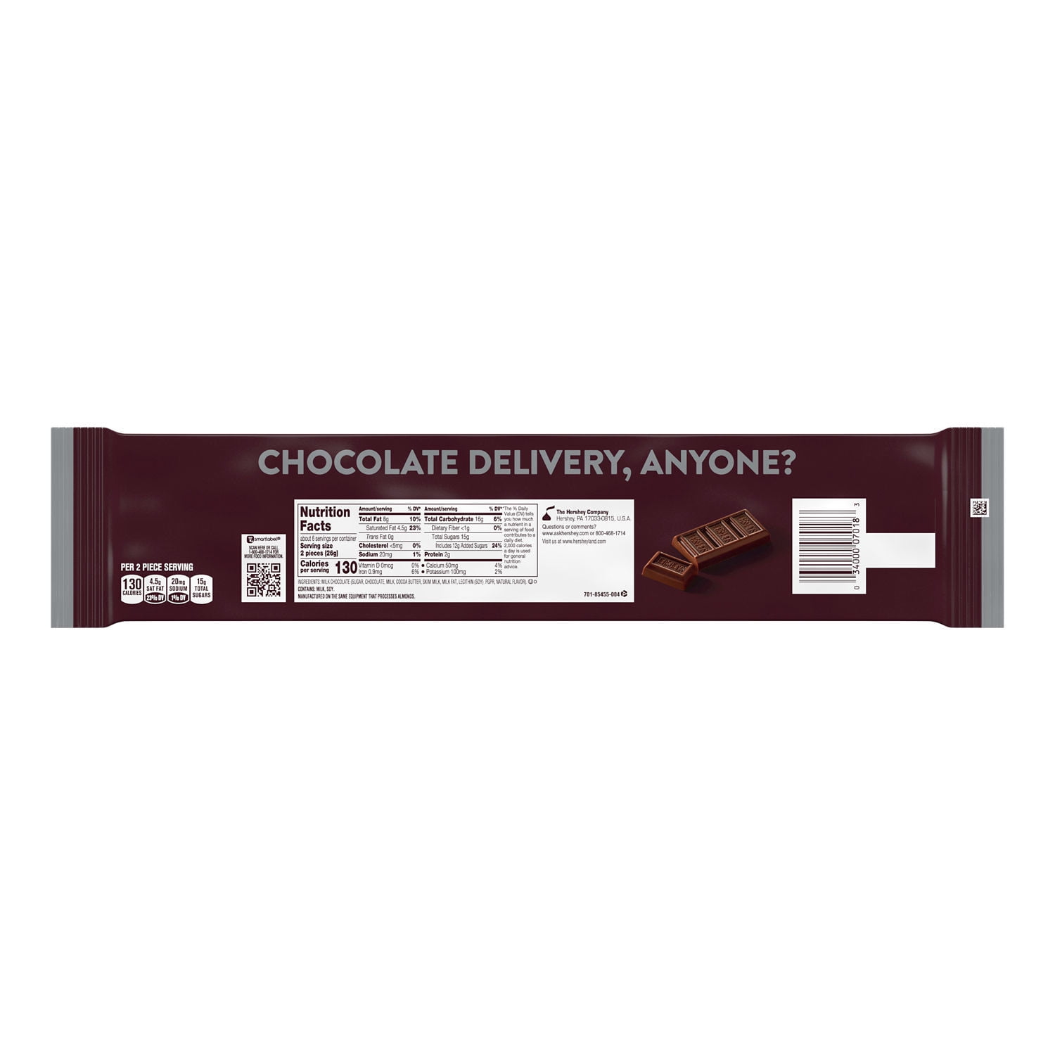 Hersheys Milk Chocolate Snack Size Bars 0.45 oz 12 Pack