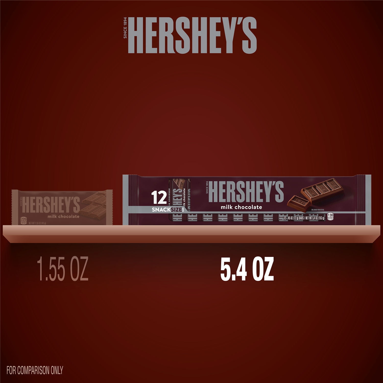 Hersheys Milk Chocolate Snack Size Bars 0.45 oz 12 Pack