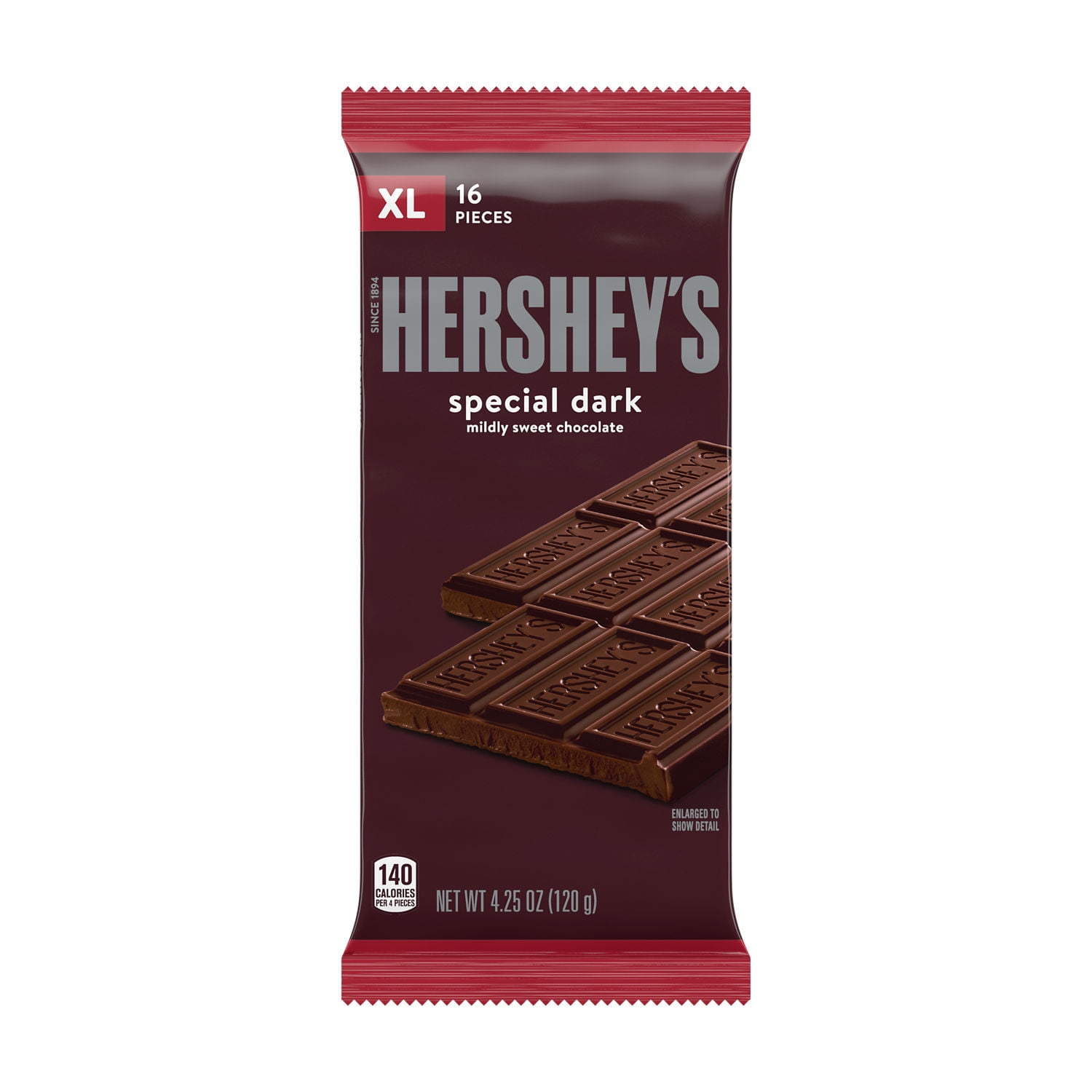 Hershey's Special Dark Mildly Sweet Chocolate XL Candy Bar 4.25 oz 16 Pieces