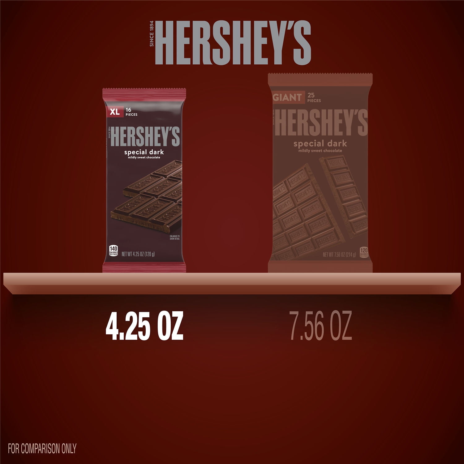 Hershey's Special Dark Mildly Sweet Chocolate XL Candy Bar 4.25 oz 16 Pieces