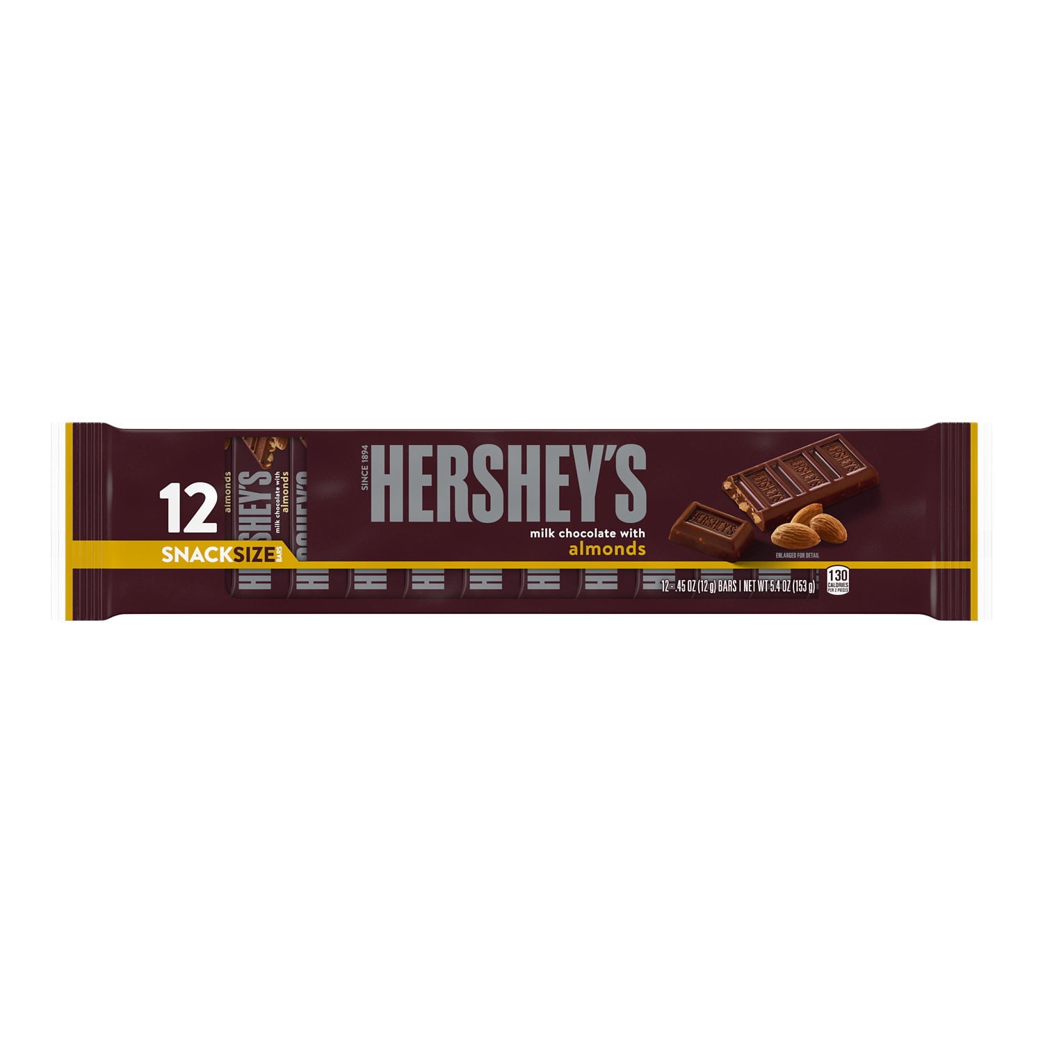 Hershey's Milk Chocolate Almond Snack Bars 0.45 oz 12 Pcs"