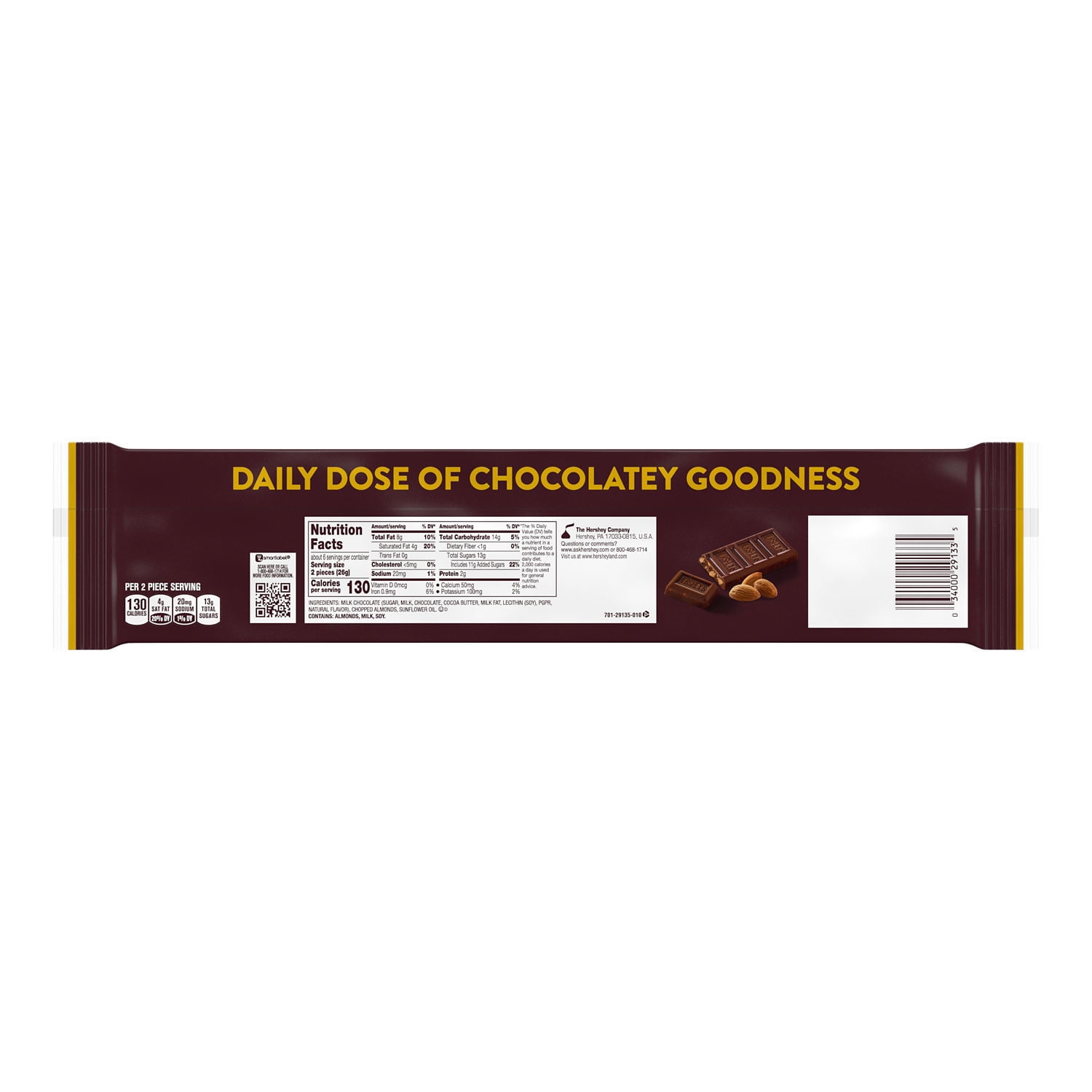 Hershey's Milk Chocolate Almond Snack Bars 0.45 oz 12 Pcs"