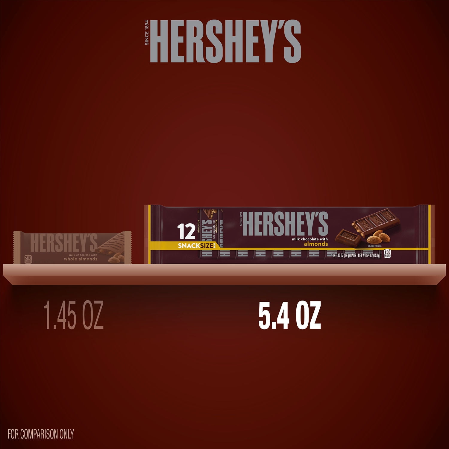 Hershey's Milk Chocolate Almond Snack Bars 0.45 oz 12 Pcs"