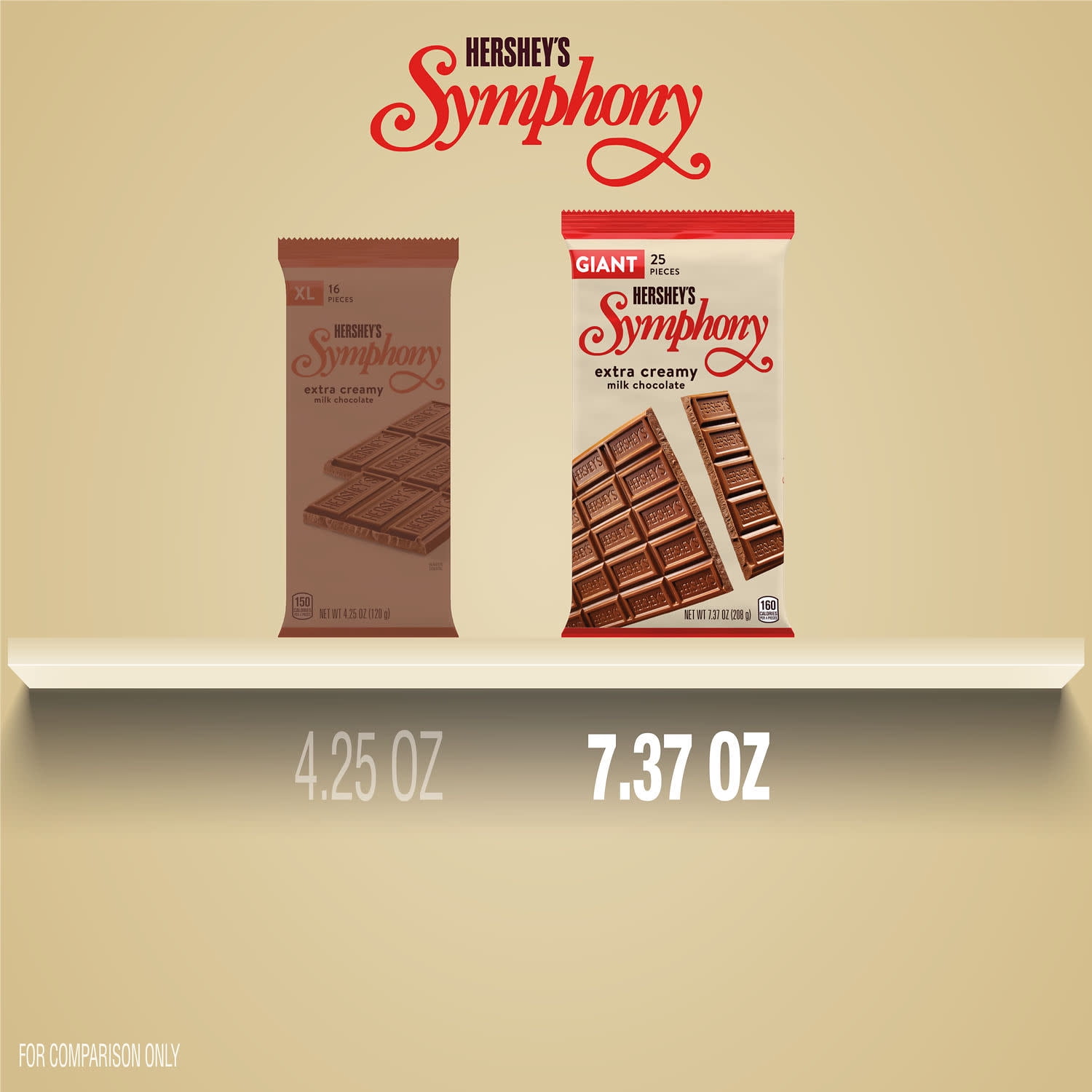 Hershey Symphony Milk Chocolate Giant Candy Bar 7.37 oz 25 Pieces