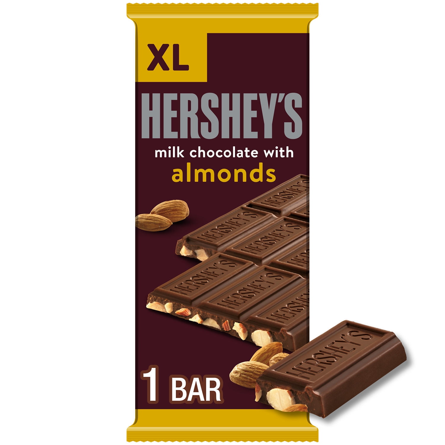 Hershey's Milk Chocolate Almond XL Candy Bar 4.25 oz 16 Pieces