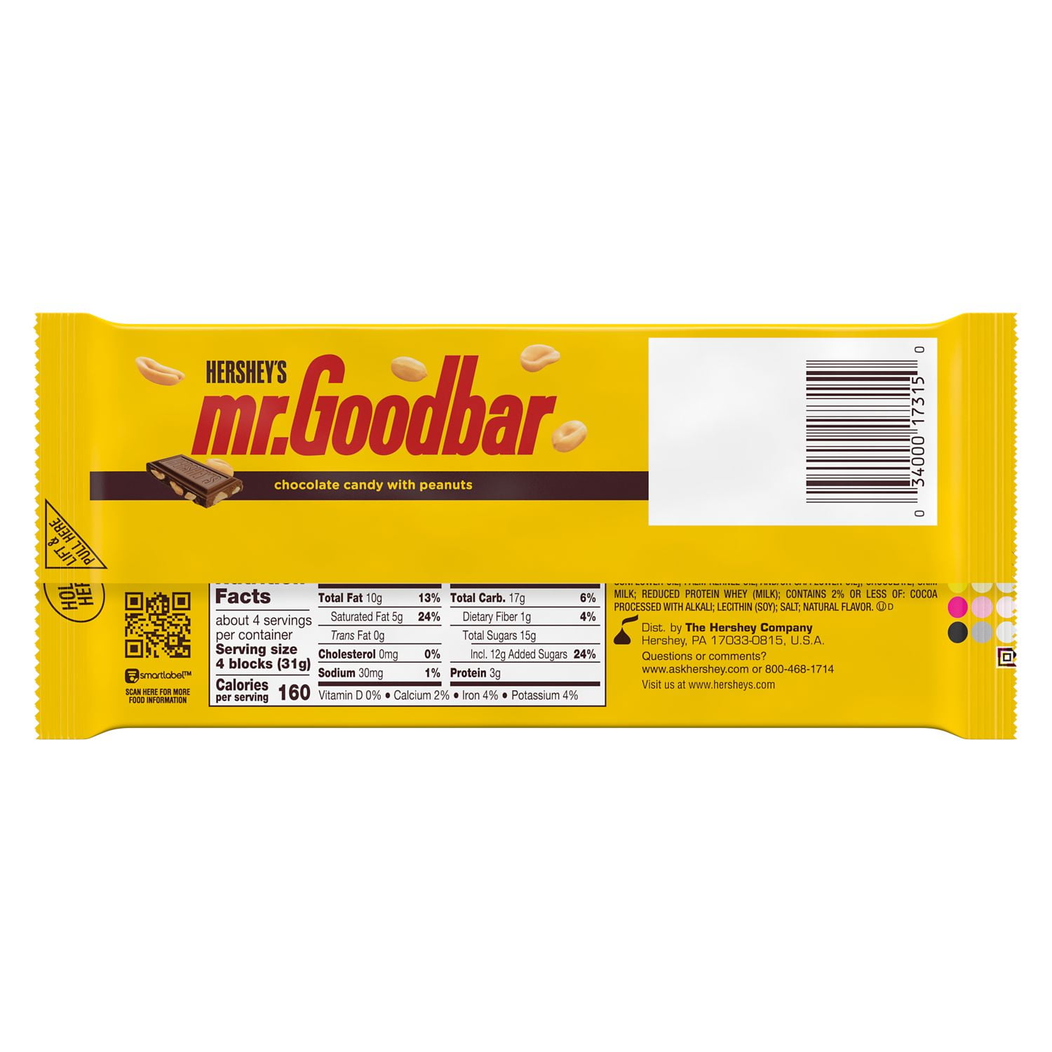 Hershey's Mr Goodbar XL Chocolate Peanuts Candy Bar 4.4 oz 16 Pieces