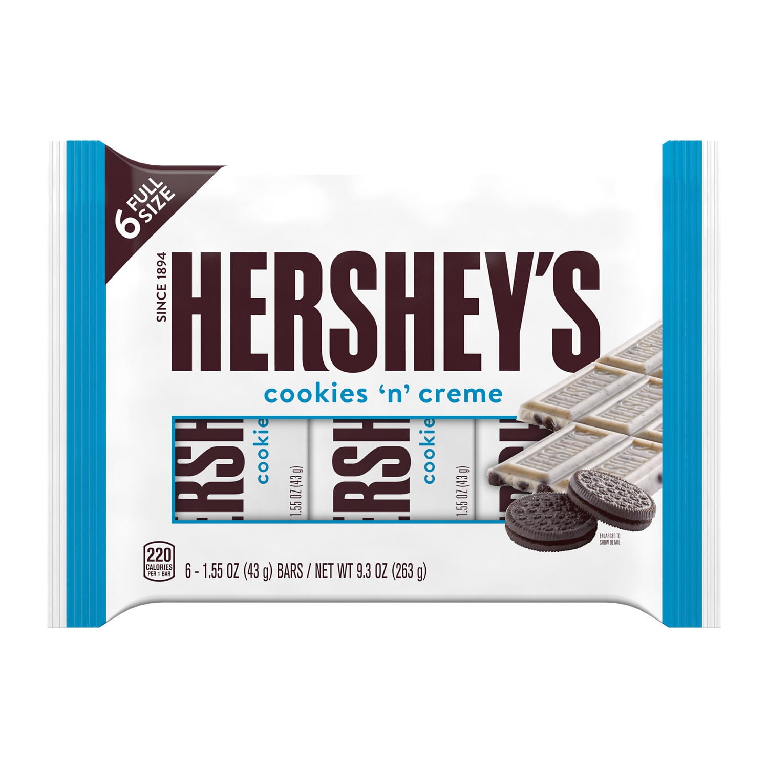 Hersheys Cookies n Creme Candy Bars 1.55 oz 6 Count