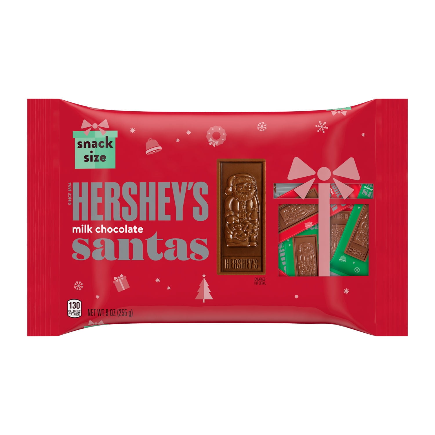 Hershey Milk Chocolate Snack Size Santas Christmas Candy Bag 9 oz