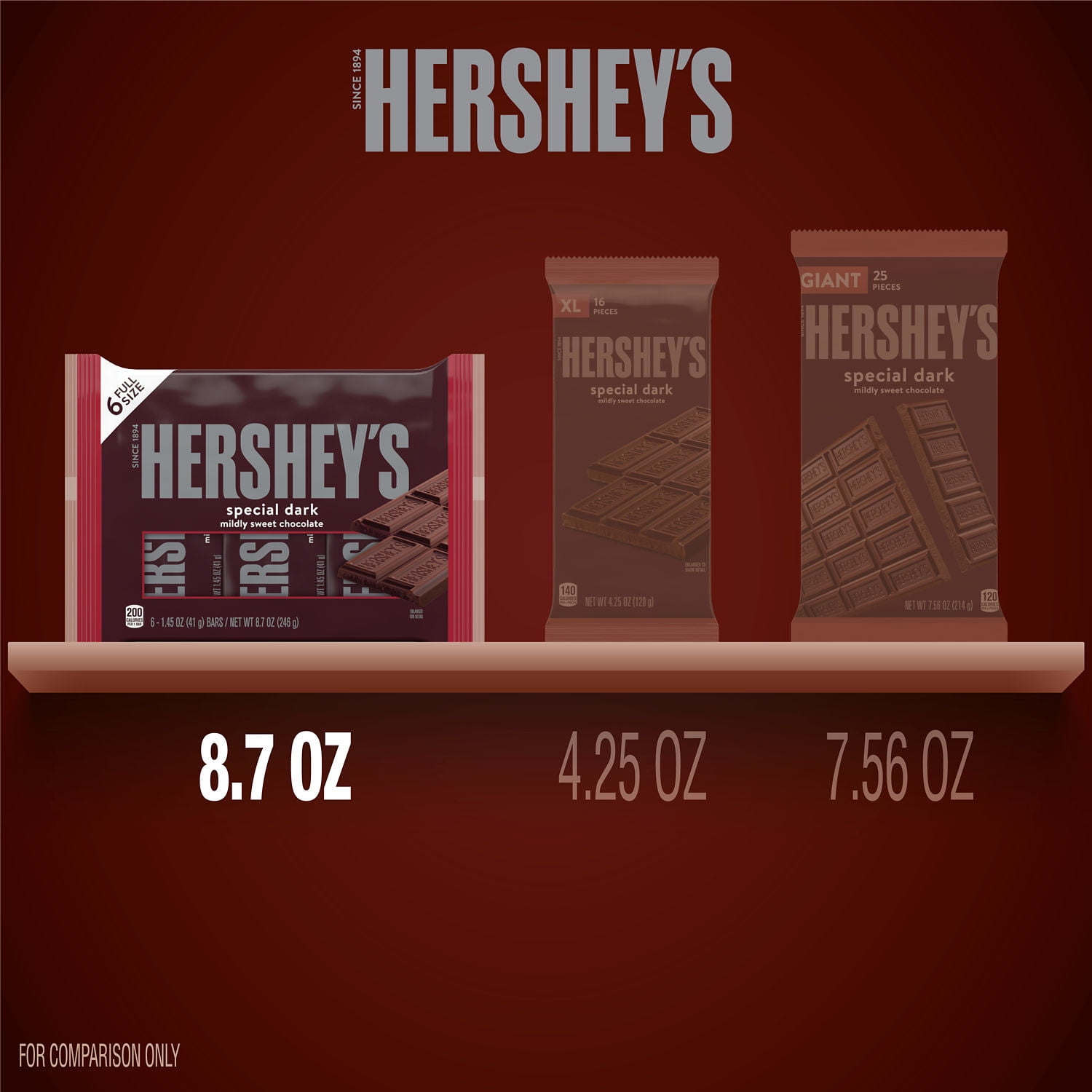 Hersheys Special Dark Mildly Sweet Chocolate Bars 1.45 oz 6 Count