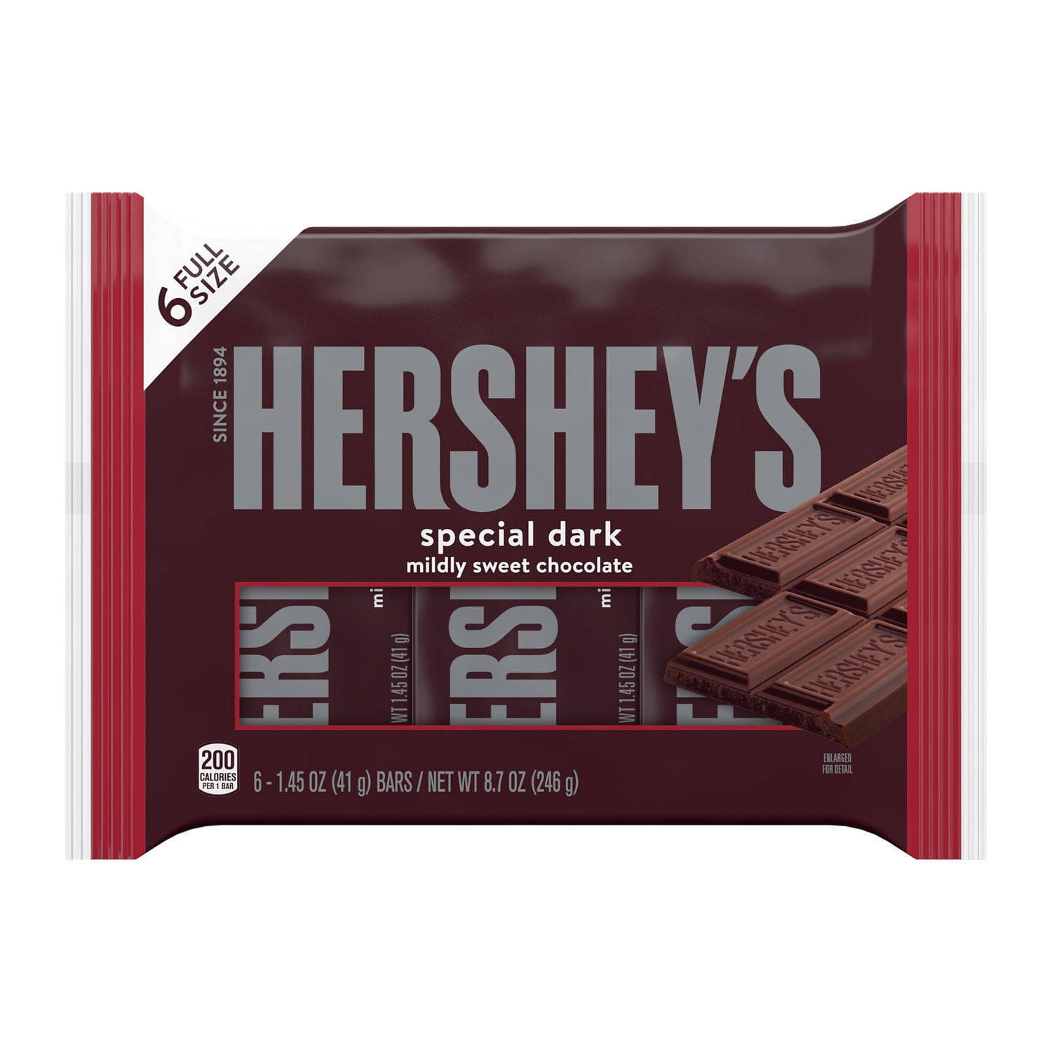 Hersheys Special Dark Mildly Sweet Chocolate Bars 1.45 oz 6 Count