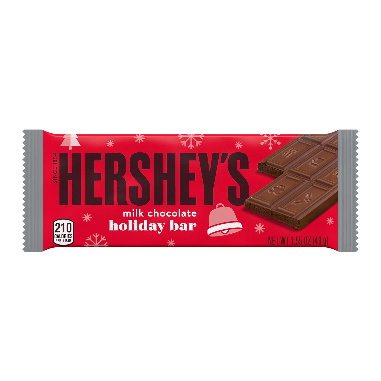 Hershey Milk Chocolate Christmas Candy Bars 1.55 oz 6 Count