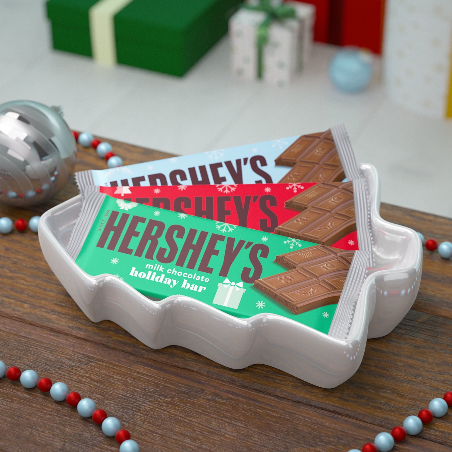 Hershey Milk Chocolate Christmas Candy Bars 1.55 oz 6 Count