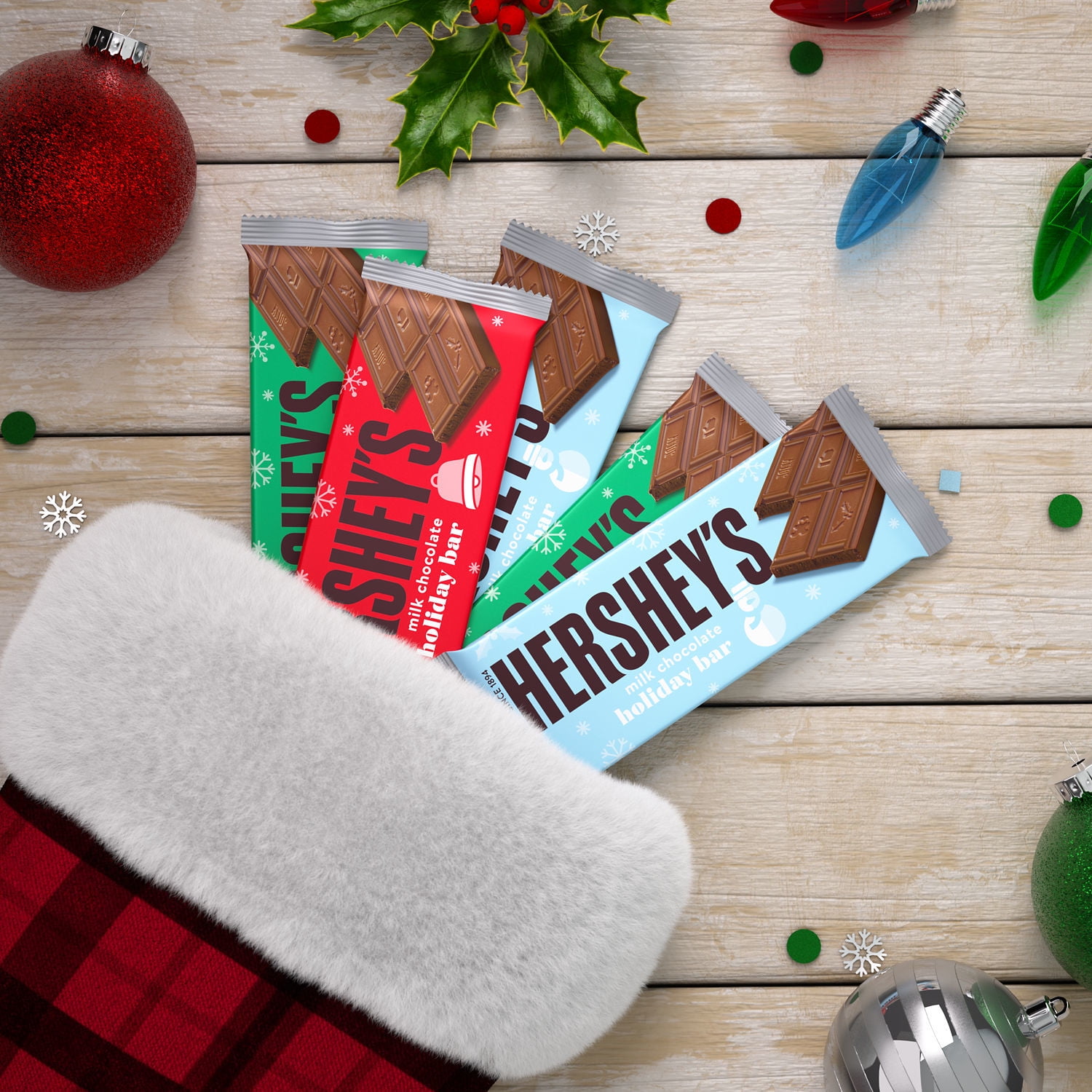 Hershey Milk Chocolate Christmas Candy Bars 1.55 oz 6 Count