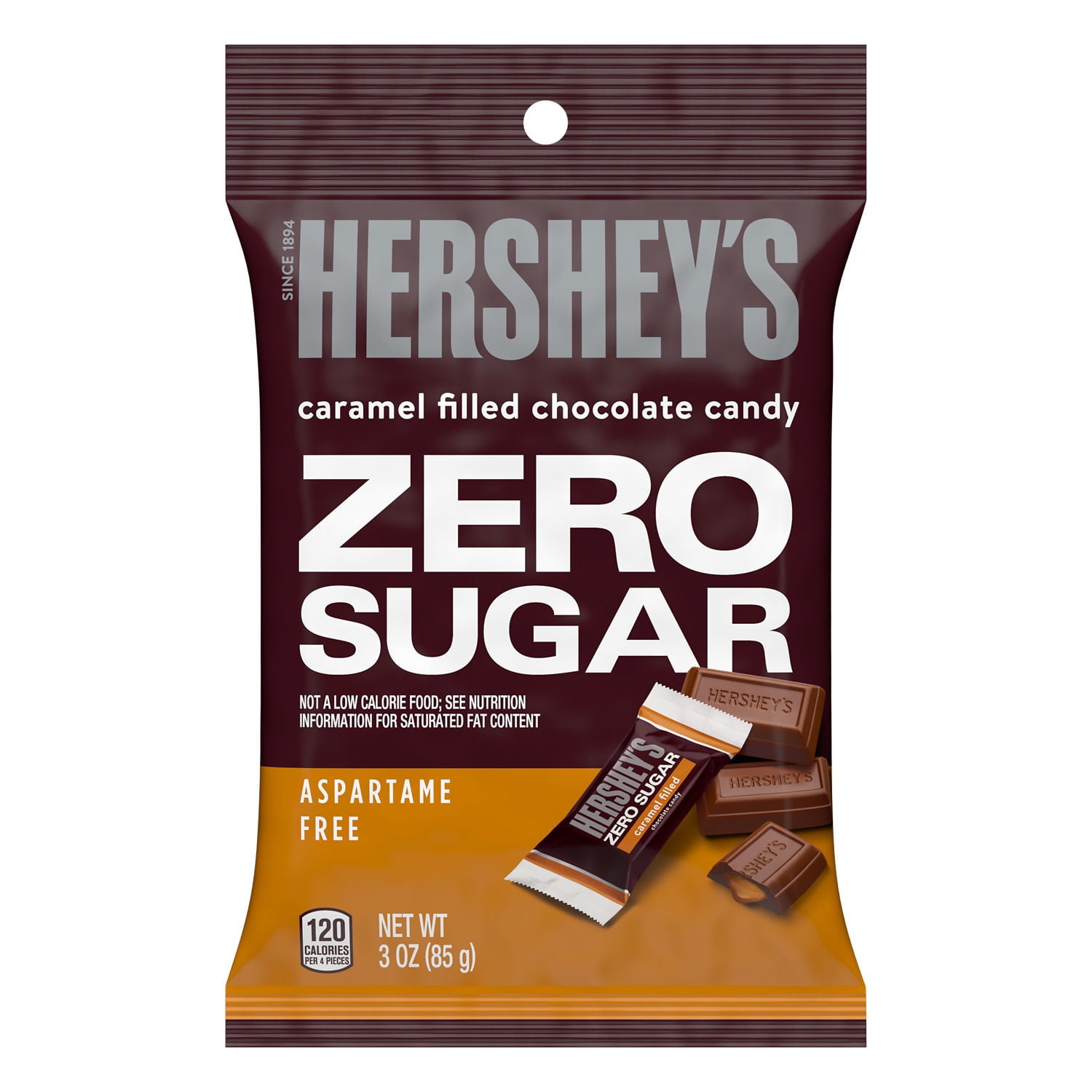 Hershey's Zero Sugar Caramel Filled Chocolate Candy Bag 3 oz