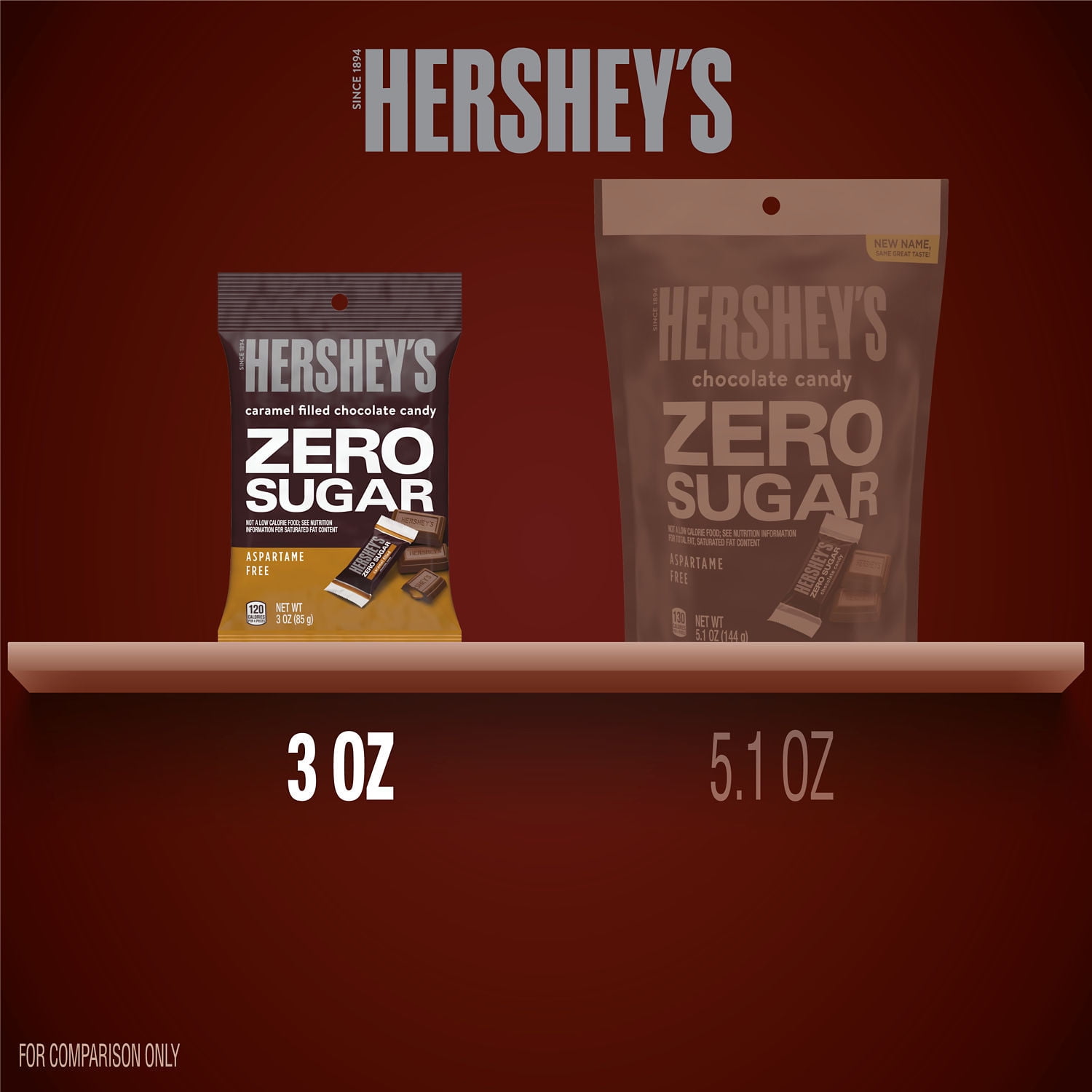 Hershey's Zero Sugar Caramel Filled Chocolate Candy Bag 3 oz