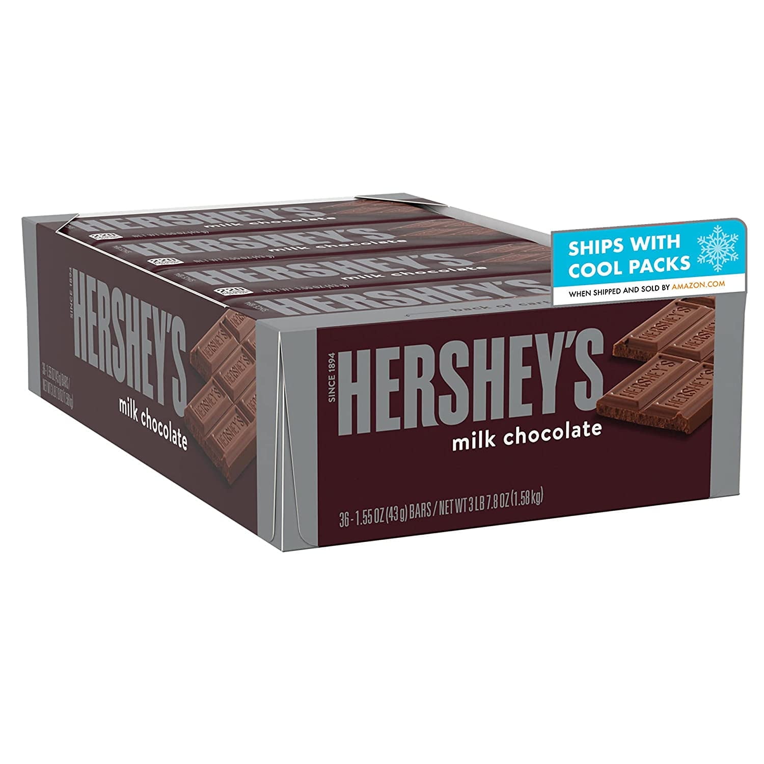 Hersheys Milk Chocolate Individually Wrapped Candy Bars 1.55 oz 36 Count