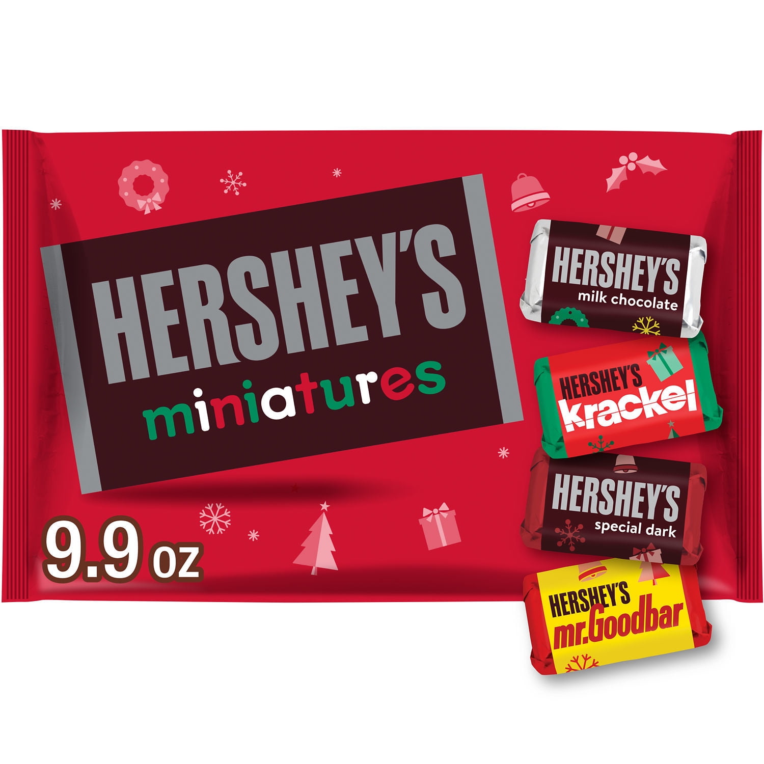 Hersheys Miniatures Assorted Chocolate Christmas Candy Bag 9.9 oz