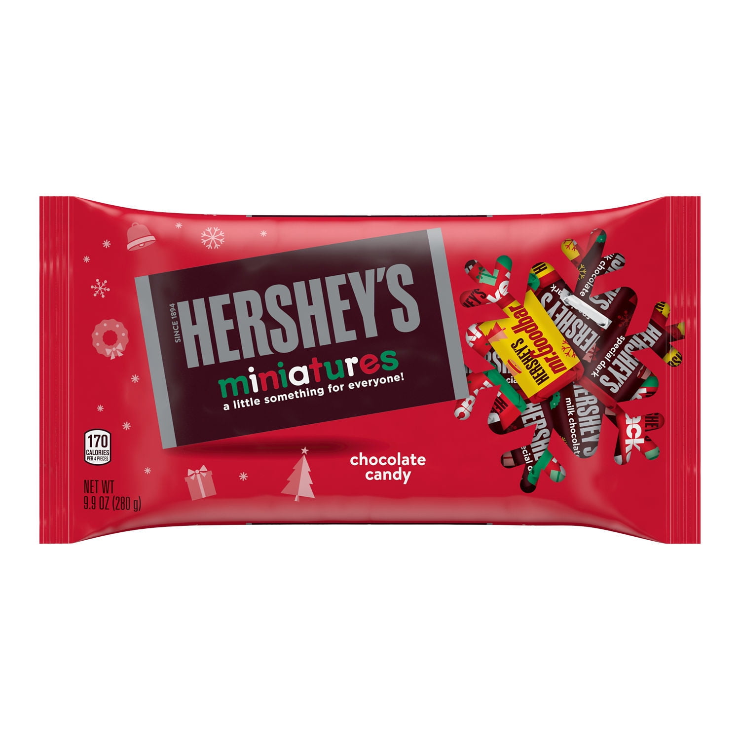 Hersheys Miniatures Assorted Chocolate Christmas Candy Bag 9.9 oz