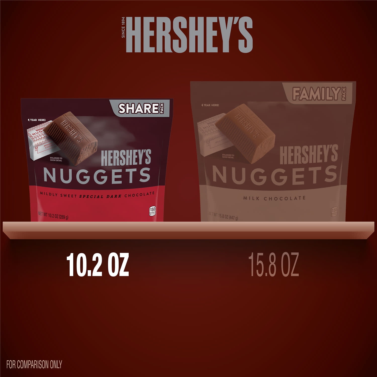 Hersheys Nuggets SPECIAL DARK Mildly Sweet Chocolate Candy Share Pack 10.2 oz