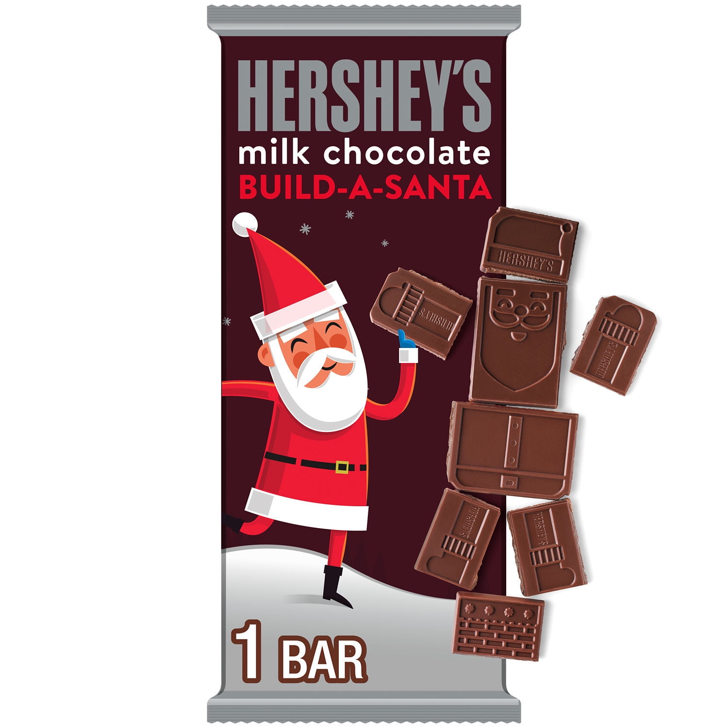 Hershey's Milk Chocolate Build A Santa Christmas Candy Bar 4.32 oz