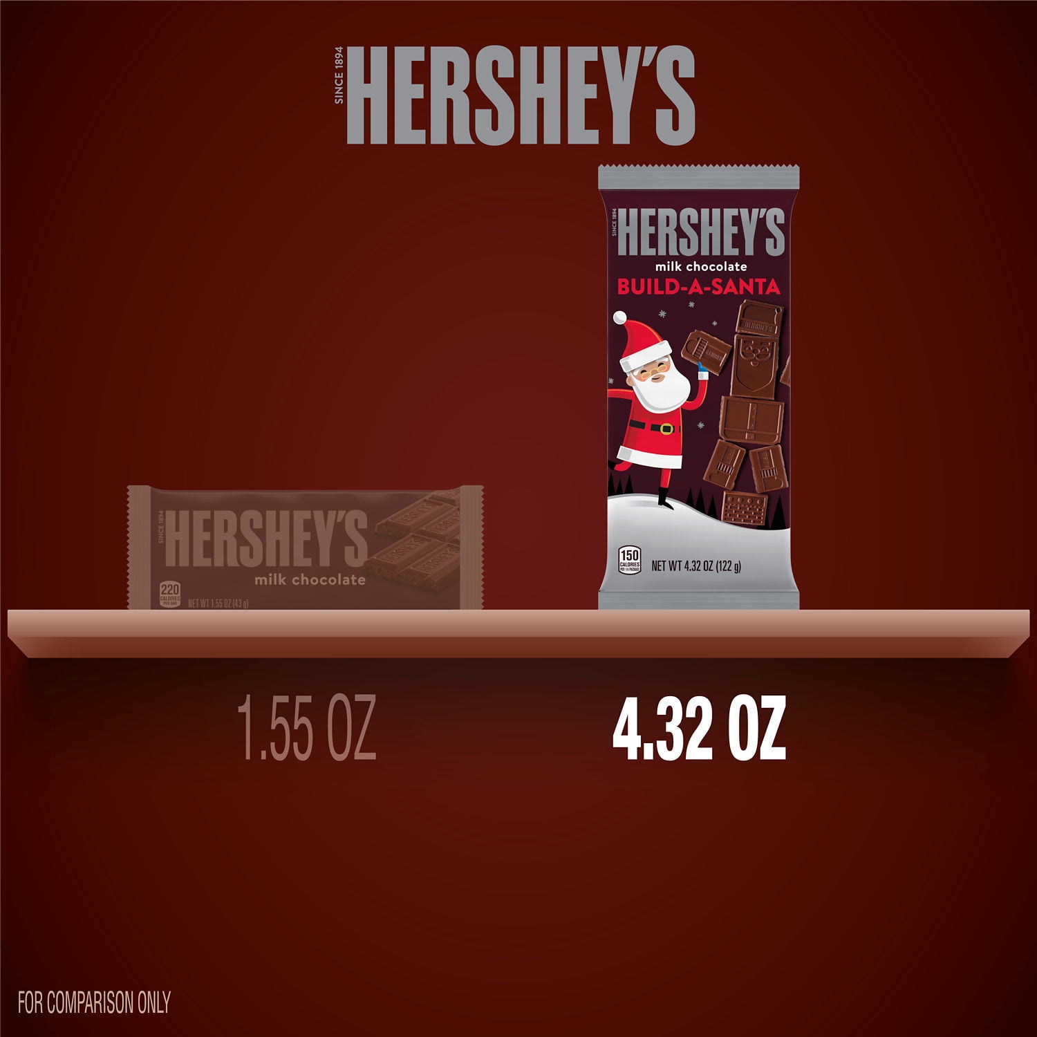 Hershey's Milk Chocolate Build A Santa Christmas Candy Bar 4.32 oz