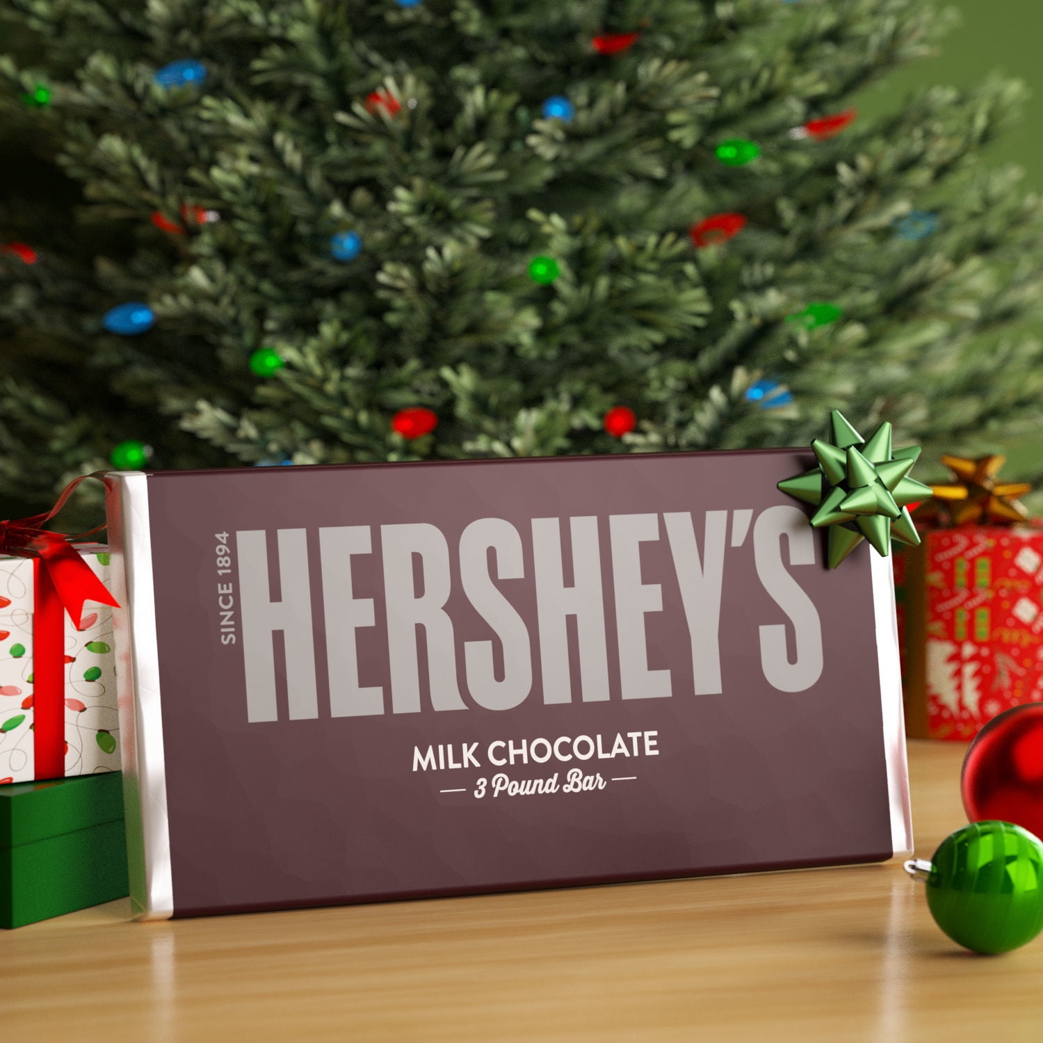 Hersheys Milk Chocolate Christmas Candy Gift Bar 3 lb Pack