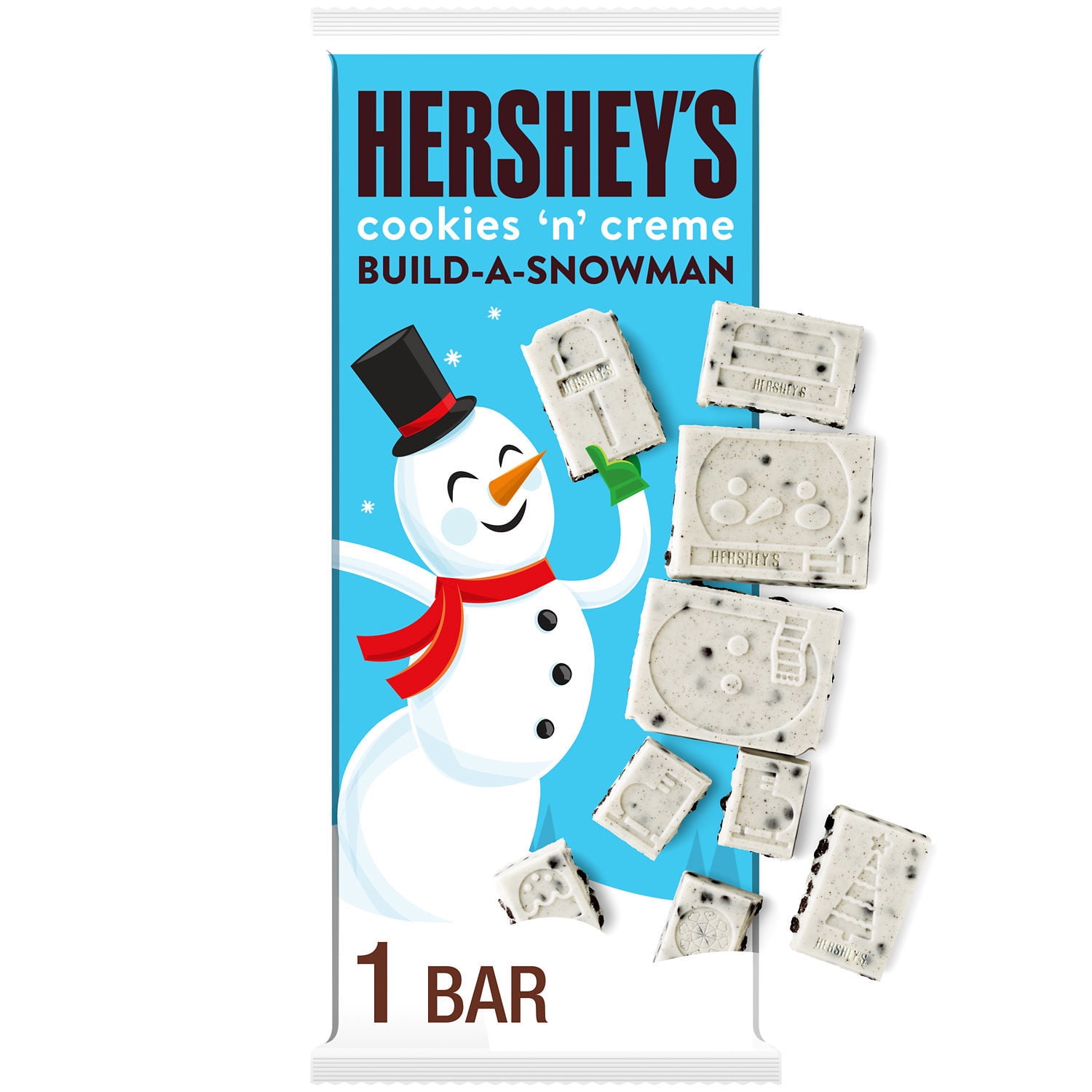 Hershey's Cookies n Creme Snowman Christmas Candy Bar 4 oz