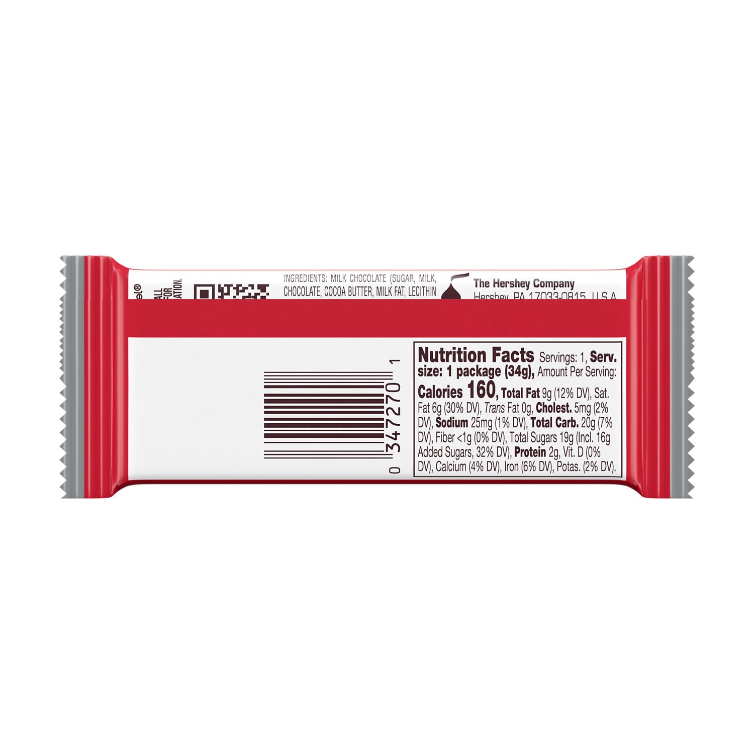 Hersheys Milk Chocolate Santa Christmas Candy Bar 1.2 oz