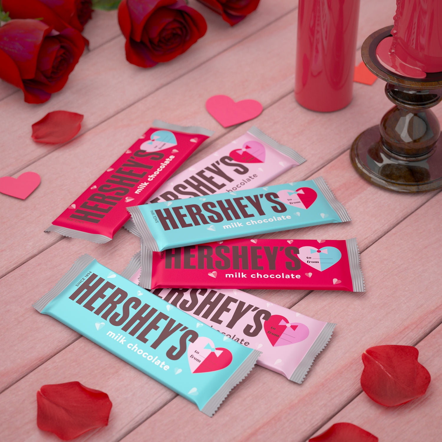 Hershey Milk Chocolate Valentine Exchange Candy Bars 1.55 oz 6 Count