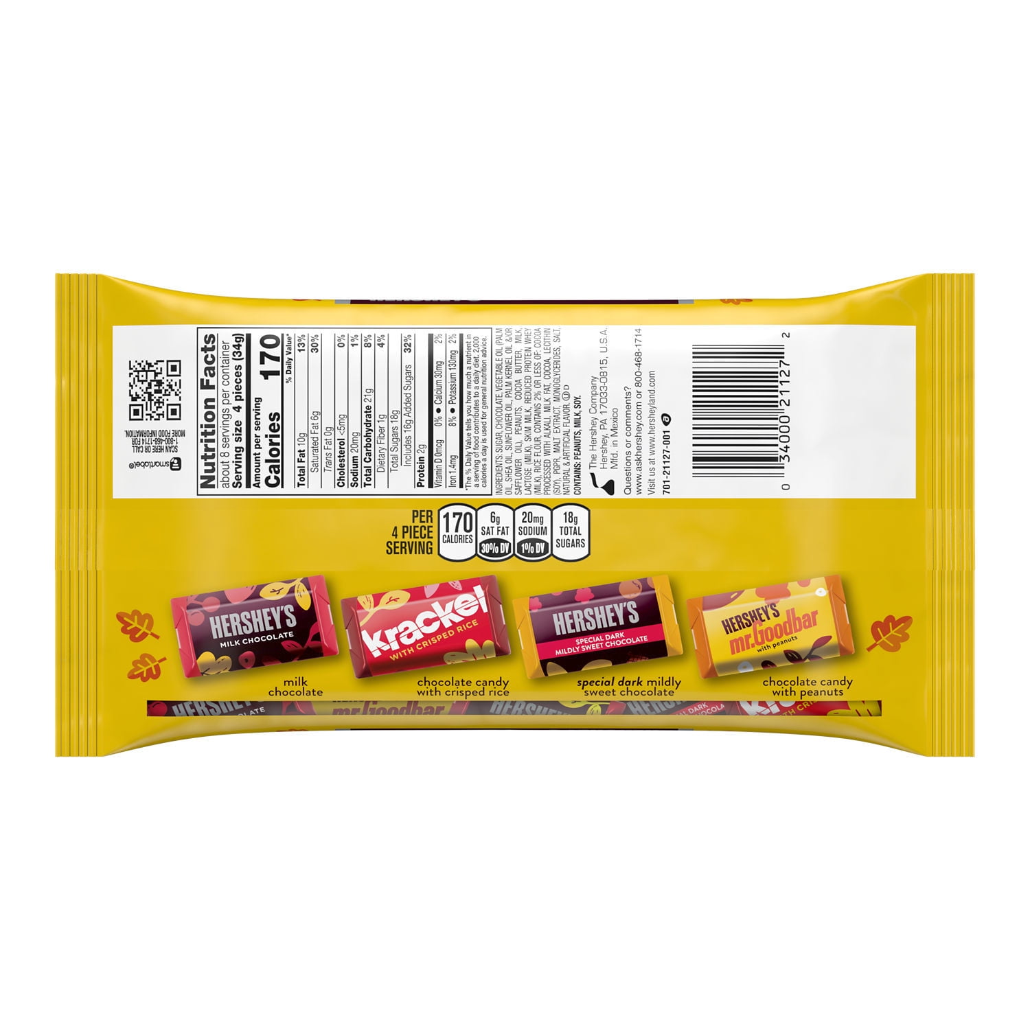 Hersheys Miniatures Assorted Chocolate Halloween Candy Bag 9.9 oz