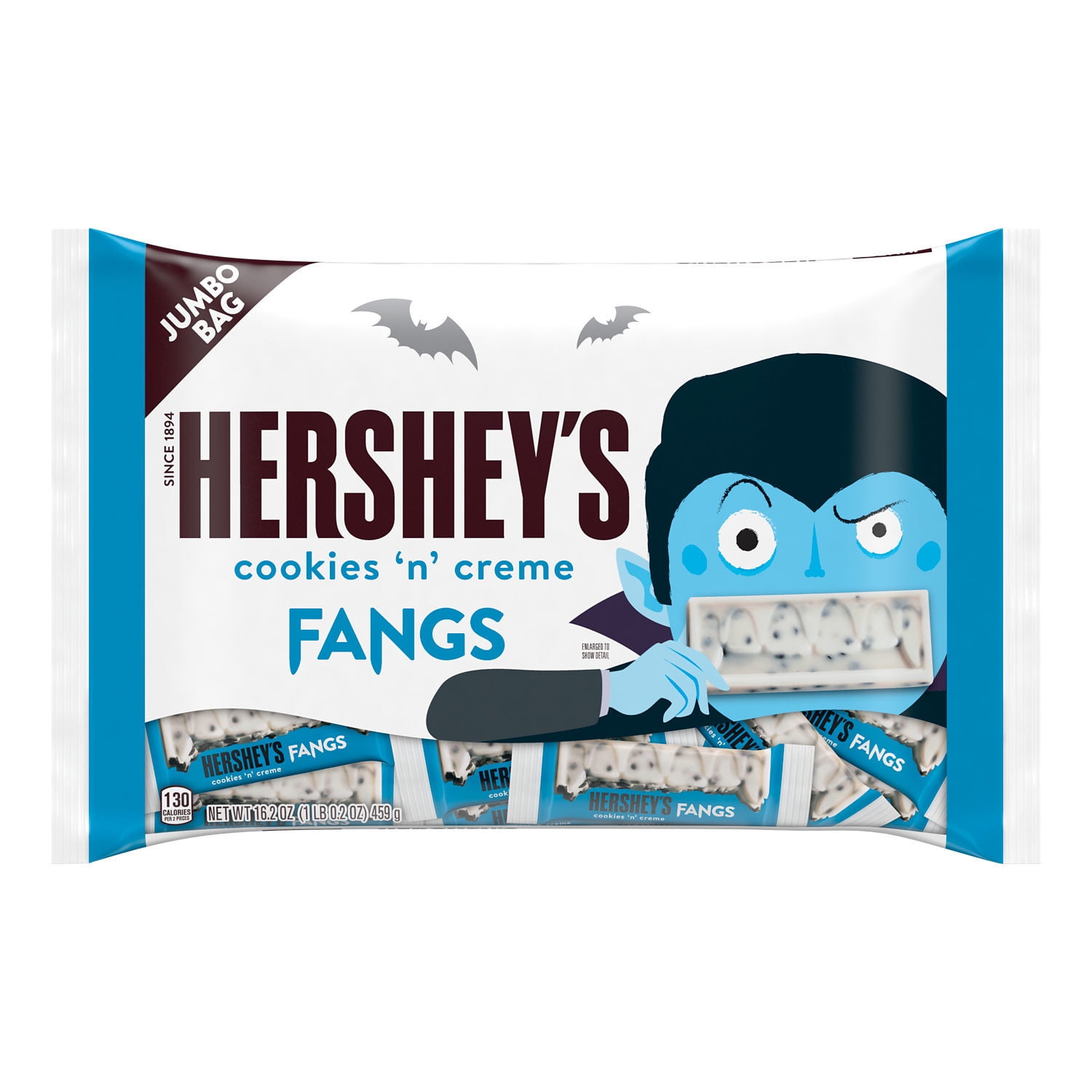 Hershey's Cookies 'n' Creme Fangs Halloween Candy Jumbo Bag 16.2 oz