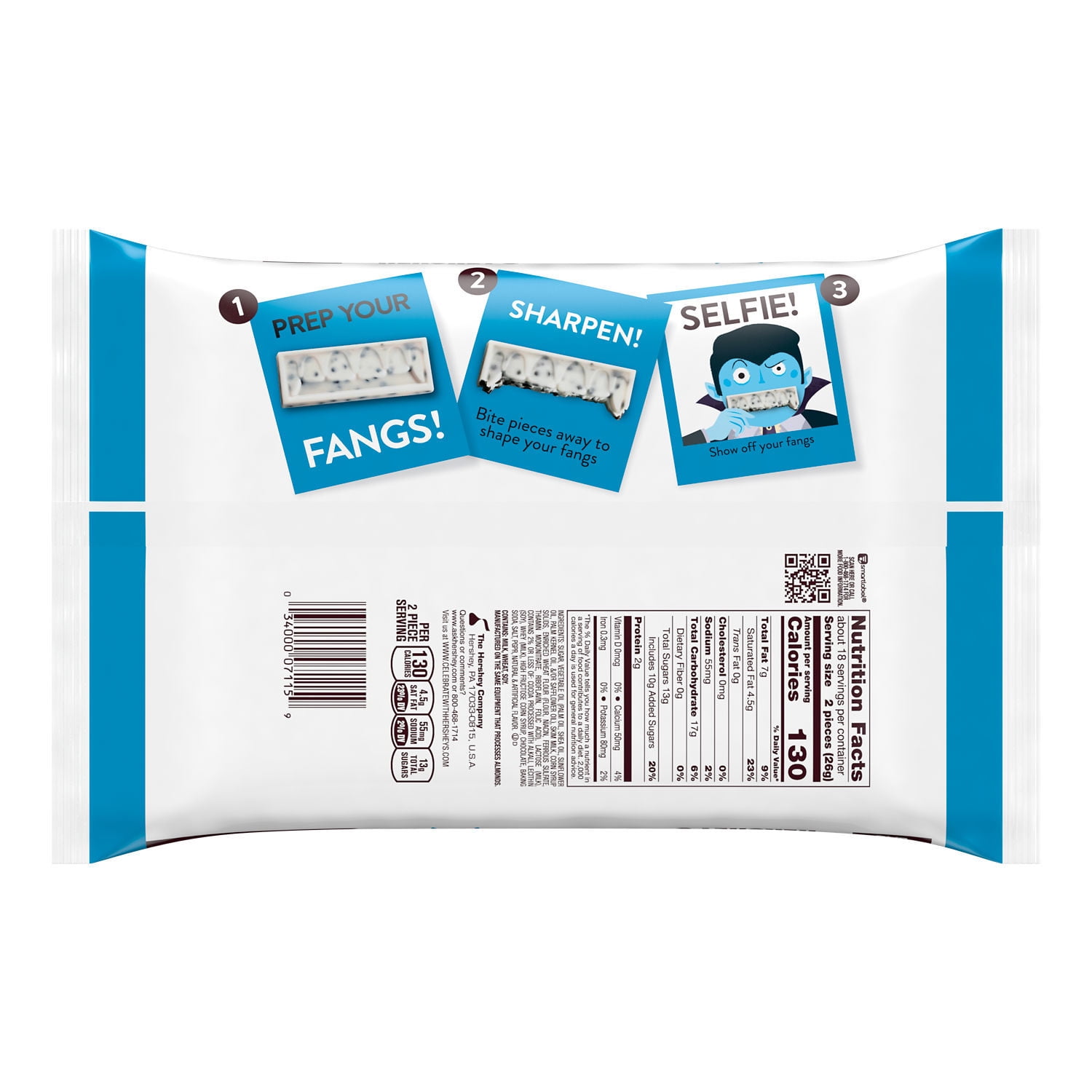 Hershey's Cookies 'n' Creme Fangs Halloween Candy Jumbo Bag 16.2 oz