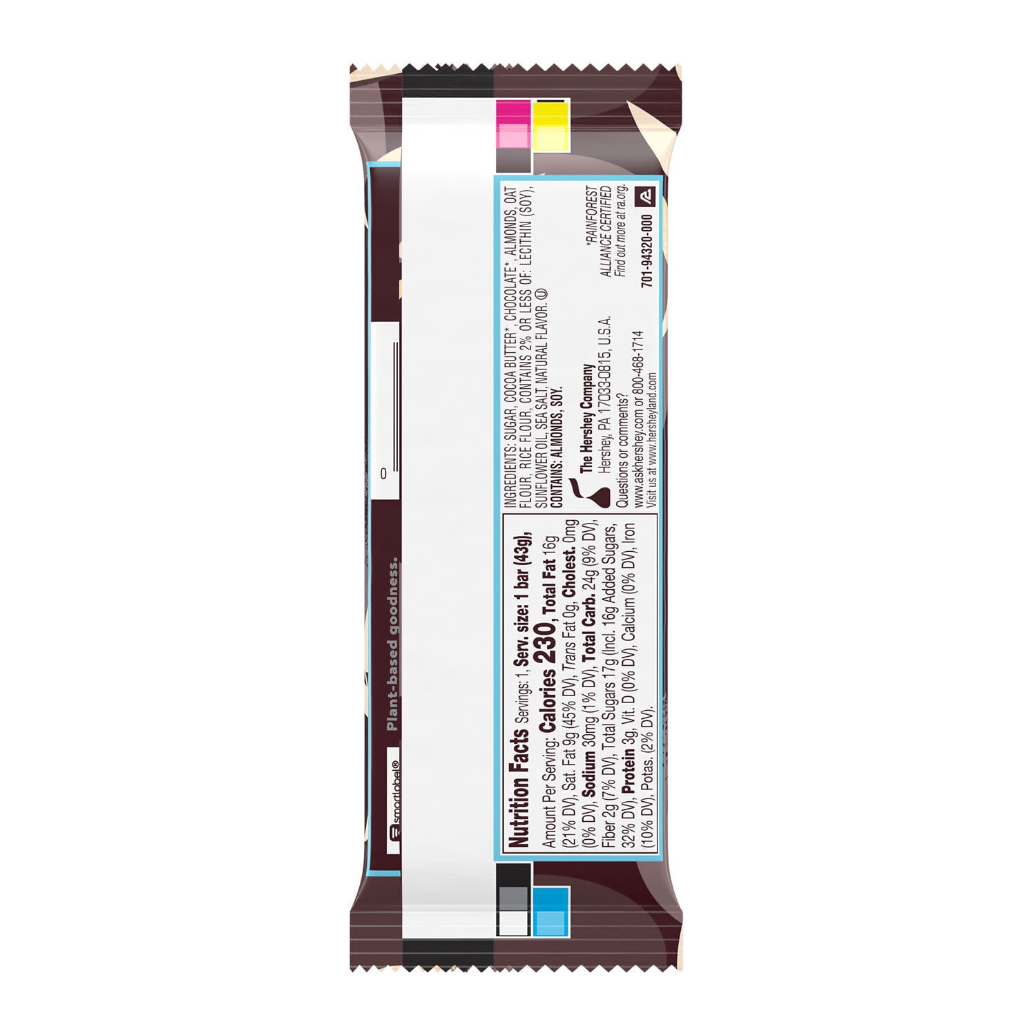 Hershey's Plant Based Extra Creamy Almond Sea Salt Candy Bar 1.55 oz