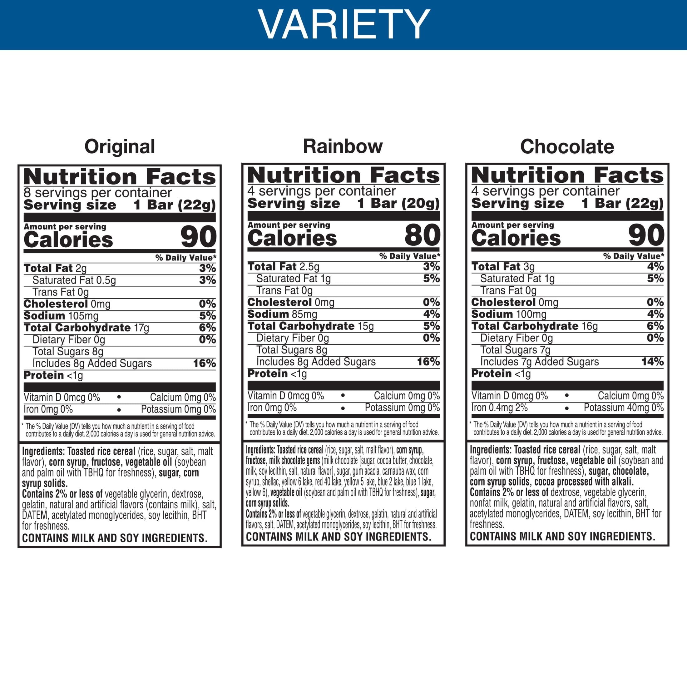 RICE KRISPIES TREATS VARIETY PACK CHEWY CRISPY MARSHMALLOW SQUARES 12.1 OZ 16 COUNT