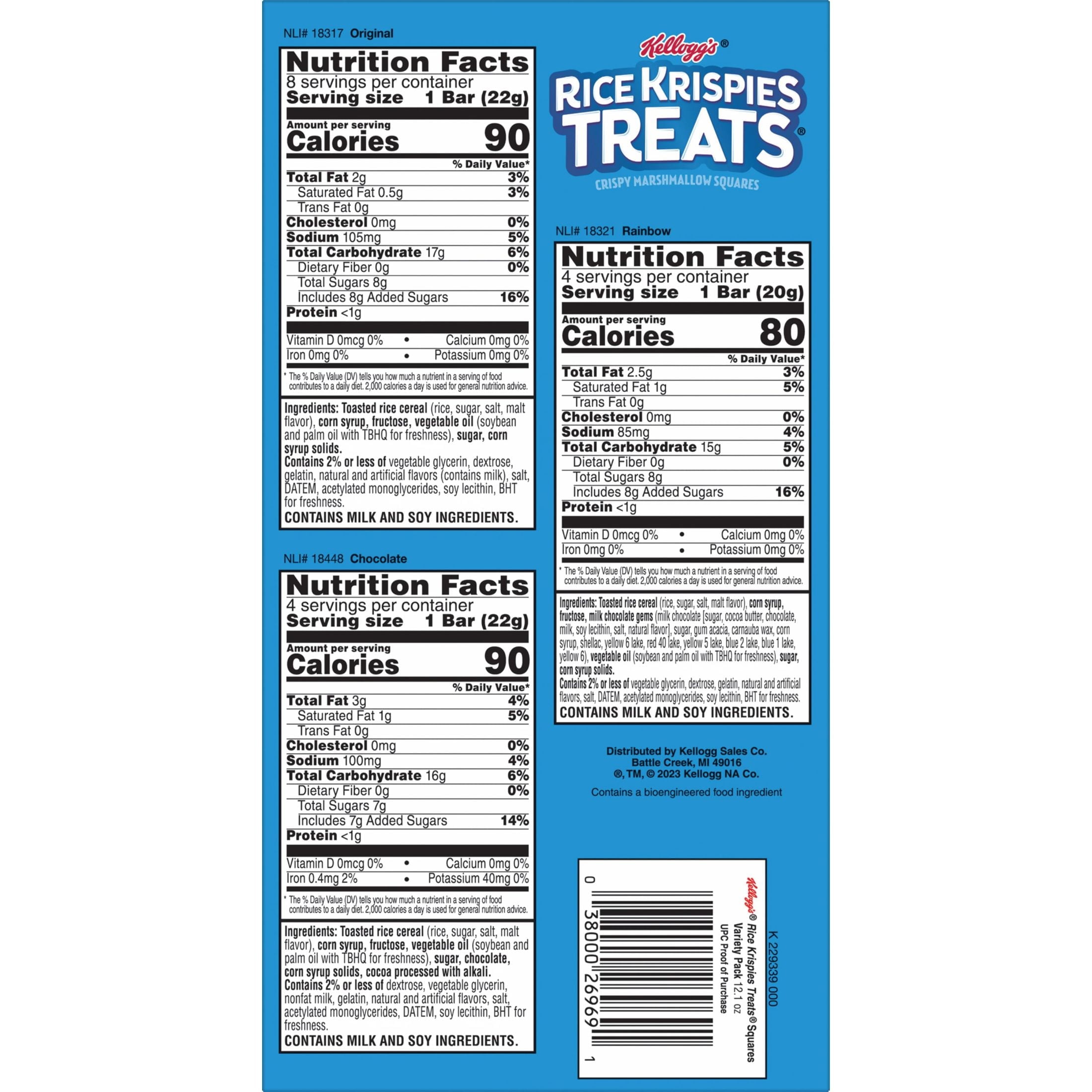 RICE KRISPIES TREATS VARIETY PACK CHEWY CRISPY MARSHMALLOW SQUARES 12.1 OZ 16 COUNT