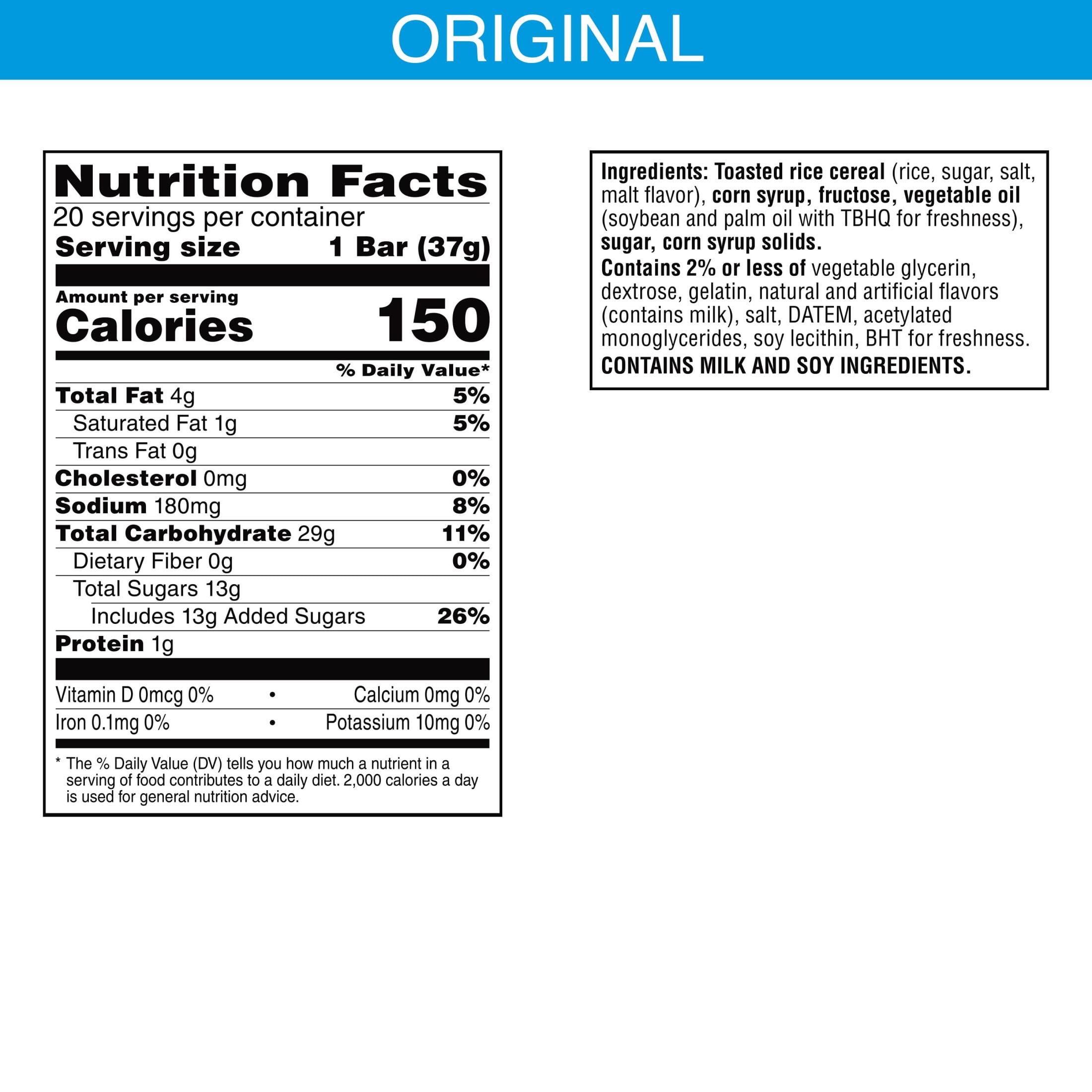 RICE KRISPIES TREATS CHEWY MARSHMALLOW SNACK BARS 26 OZ 20 COUNT