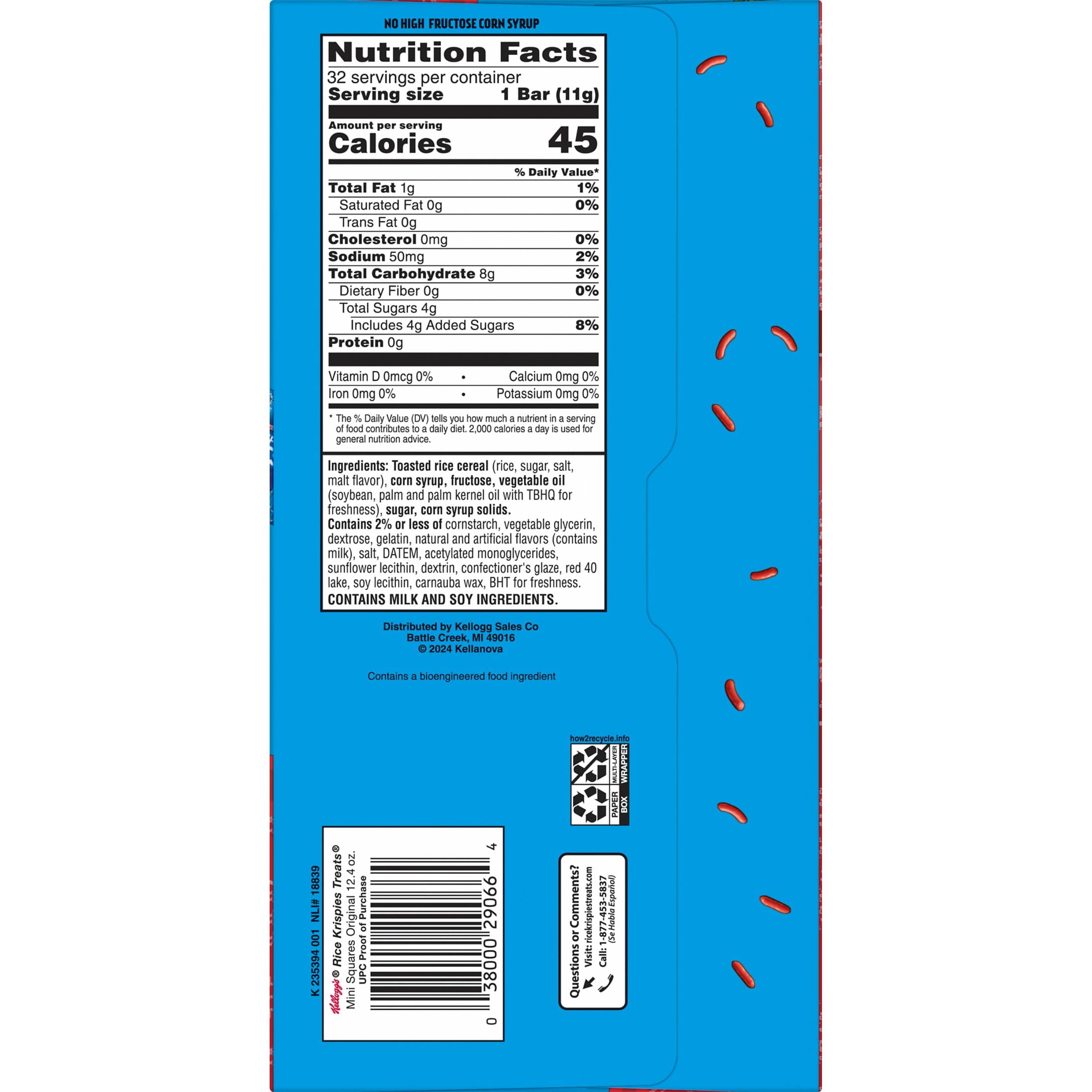 RICE KRISPIES TREATS HOLIDAY MINI MARSHMALLOW CEREAL BARS 12.4 OZ 32 COUNT